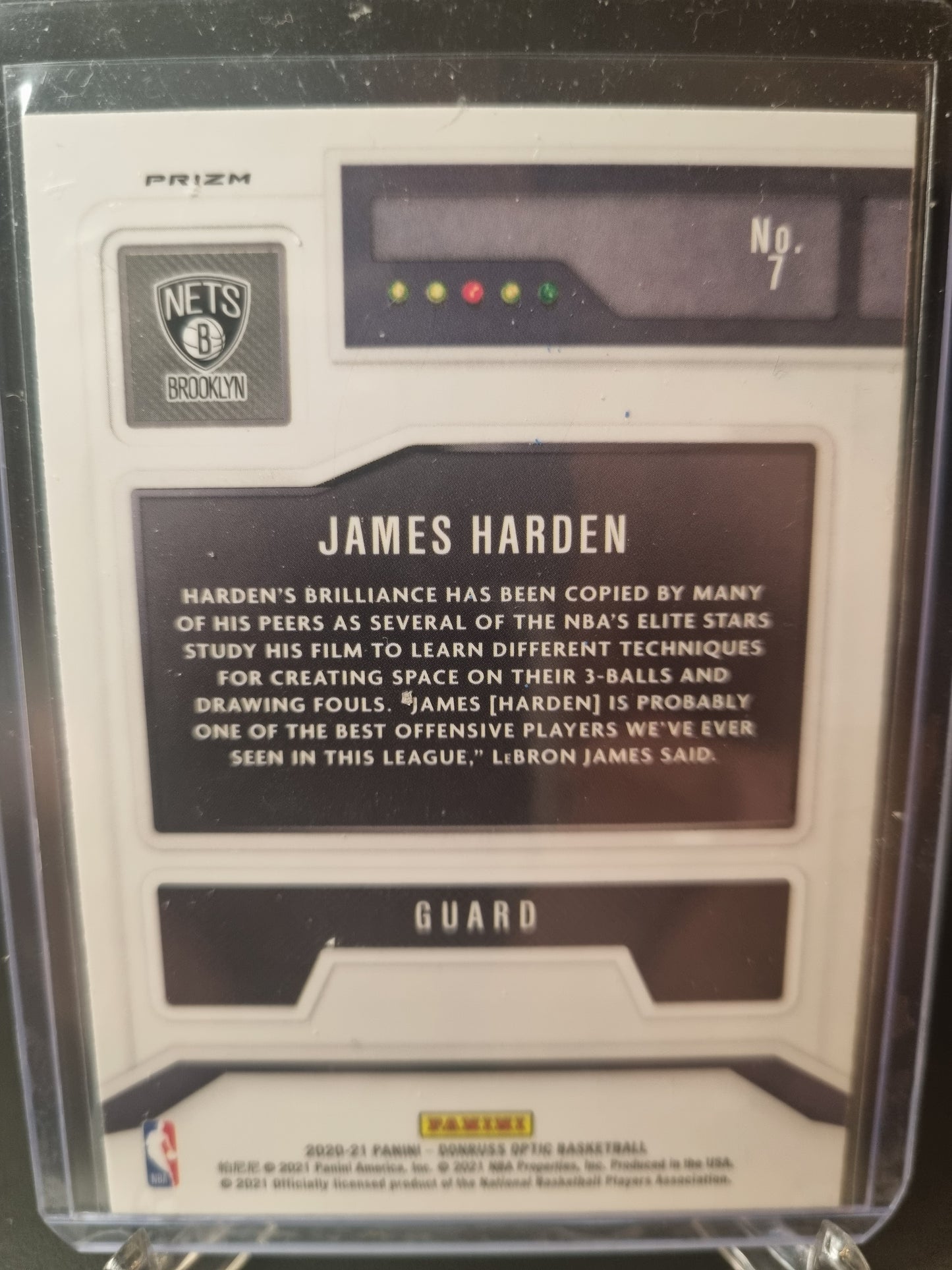 2020-21 Panini Donruss Optic #7 James Harden T Minus 3 2 1 Purple Prizm