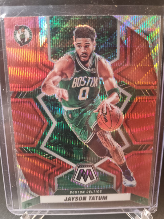 2021-22 Panini Mosaic #112 Jayson Tatum Red Mosaic Prizm