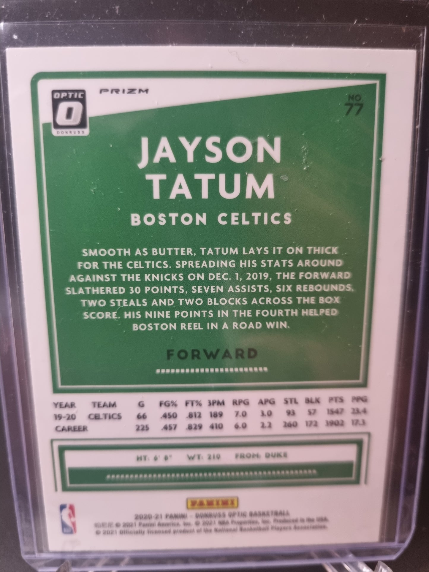 2020-21 Panini Donruss Optic #77 Jayson Tatum Pink Hyper Prizm