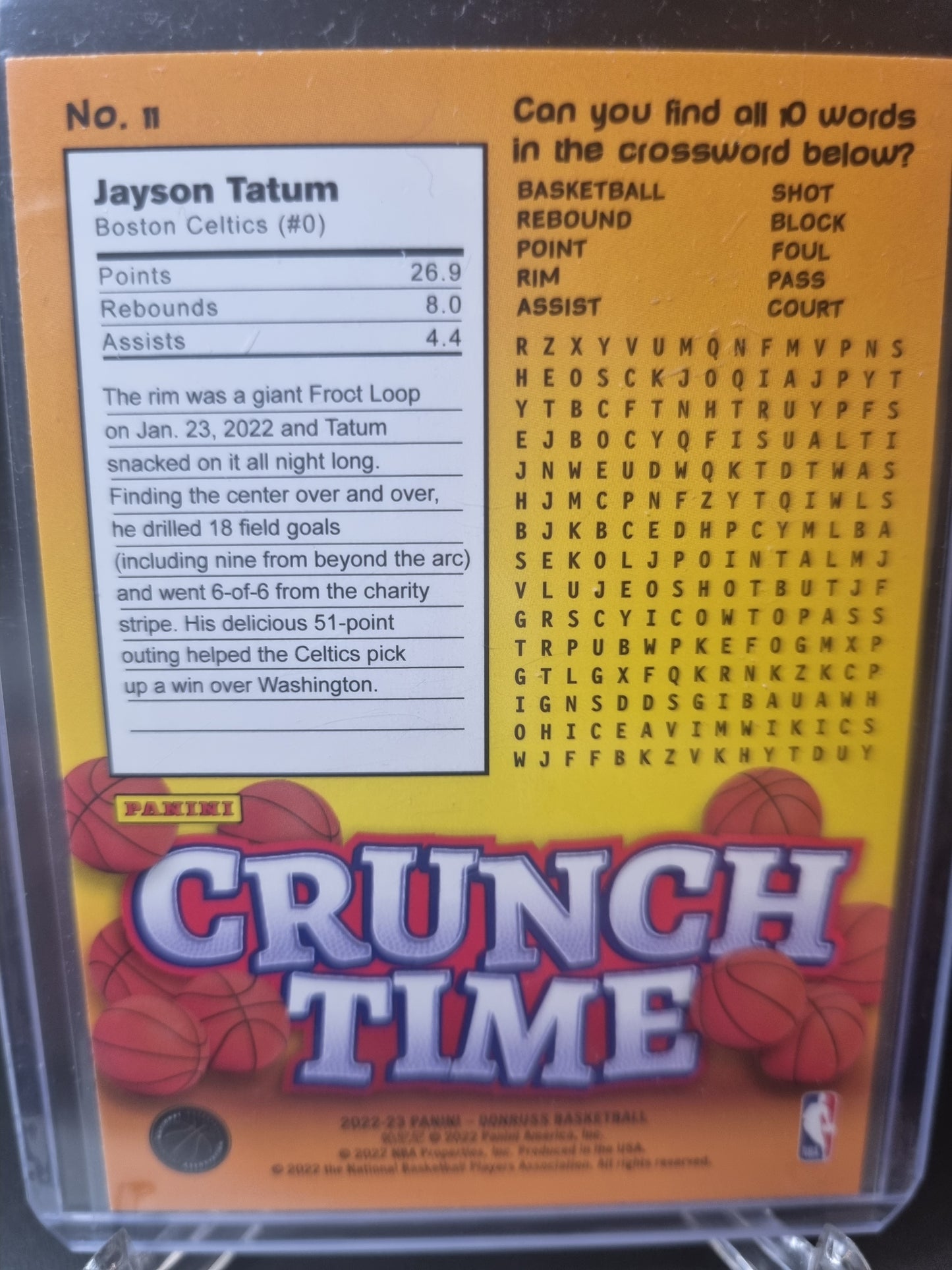 2022-23 Panini Donruss #11 Jayson Tatum Crunch Time