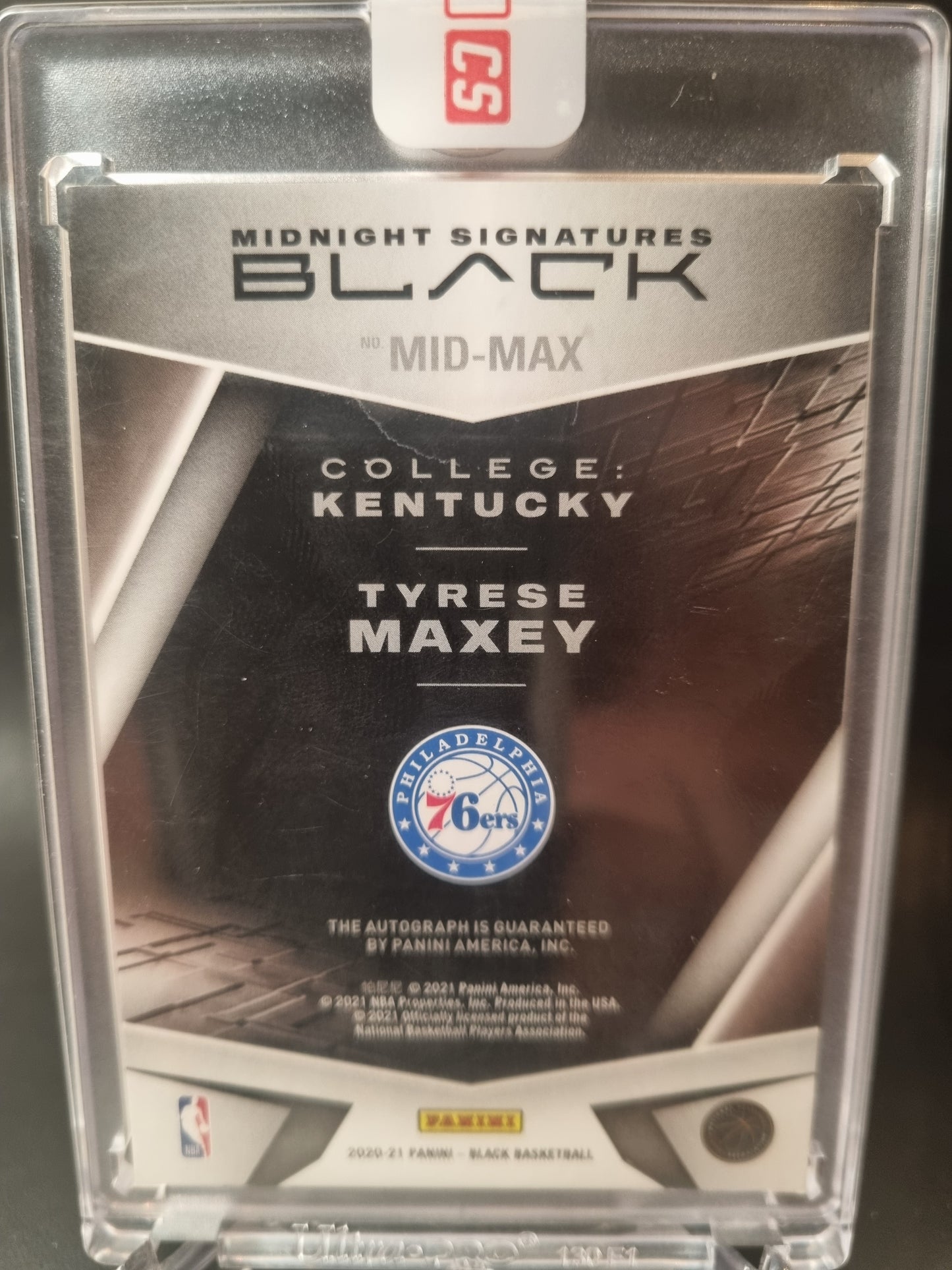 2020-21 Panini Black #MID-MAX Tyrese Maxey Rookie Card Midnight Signatures Black Autograph 4/5