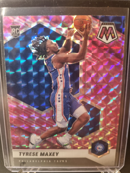 2020-21 Panini Mosaic #203 Tyrese Maxey Rookie Card Pink Prizm