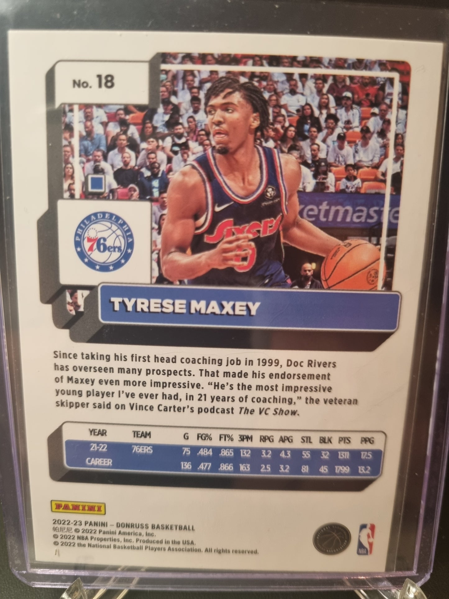 2022-23 Panini Donruss #18 Tyrese Maxey Green Laser