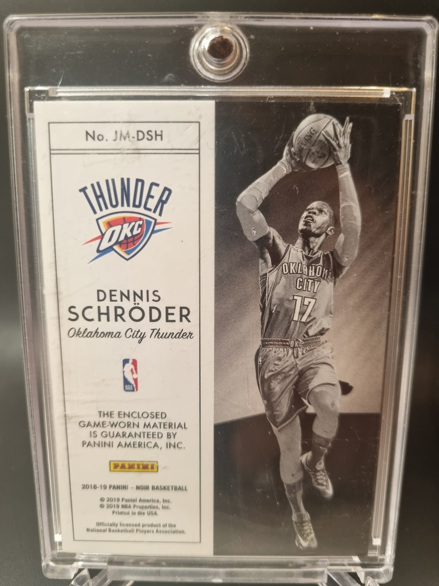 2018-19 Panini Noir #JM-DSH Dennis Schroder Jumbo Material Game Worn 21/49