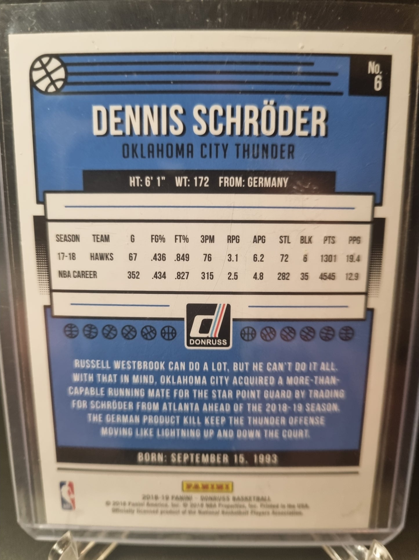 2018-19 Panini Donruss #6 Dennis Schroder Purple Press Proof 35/49