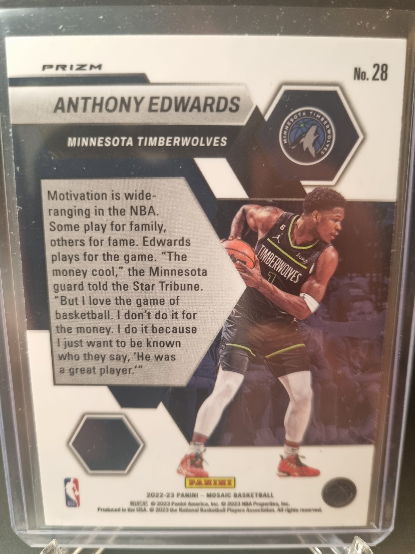 2022-23 Panini Mosaic #28 Anthony Edwards Montage Mosaic Prizm