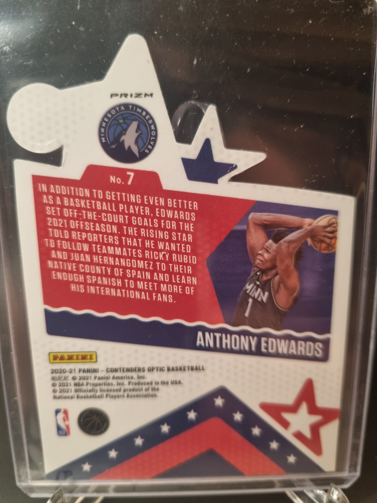 2020-21 Panini Contenders Optic #7 Anthony Edwards Rookie Card Super Stars Prizm Die Cut