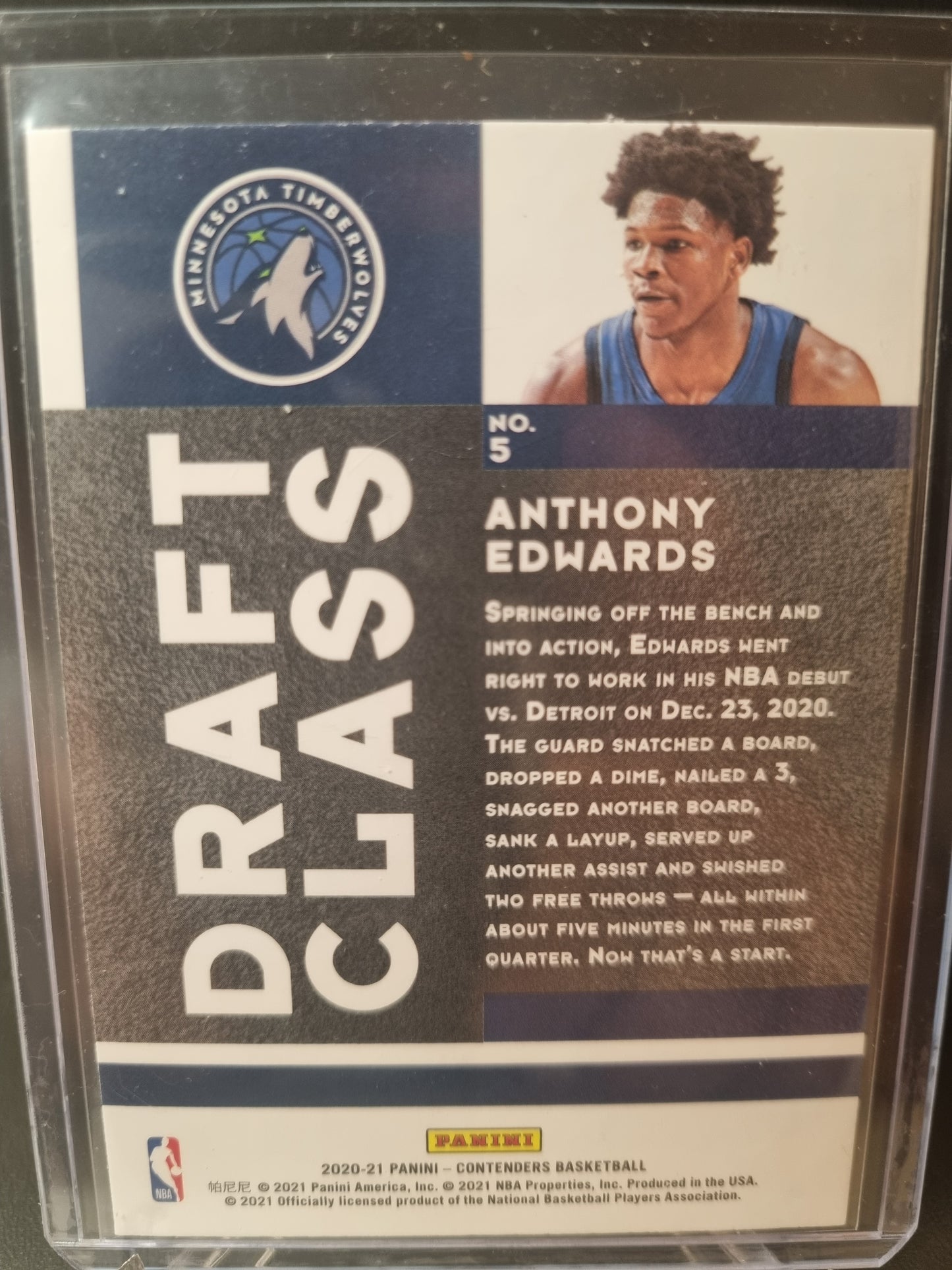 2020-21 Panini Contenders#5 Anthony Edwards Rookie Card