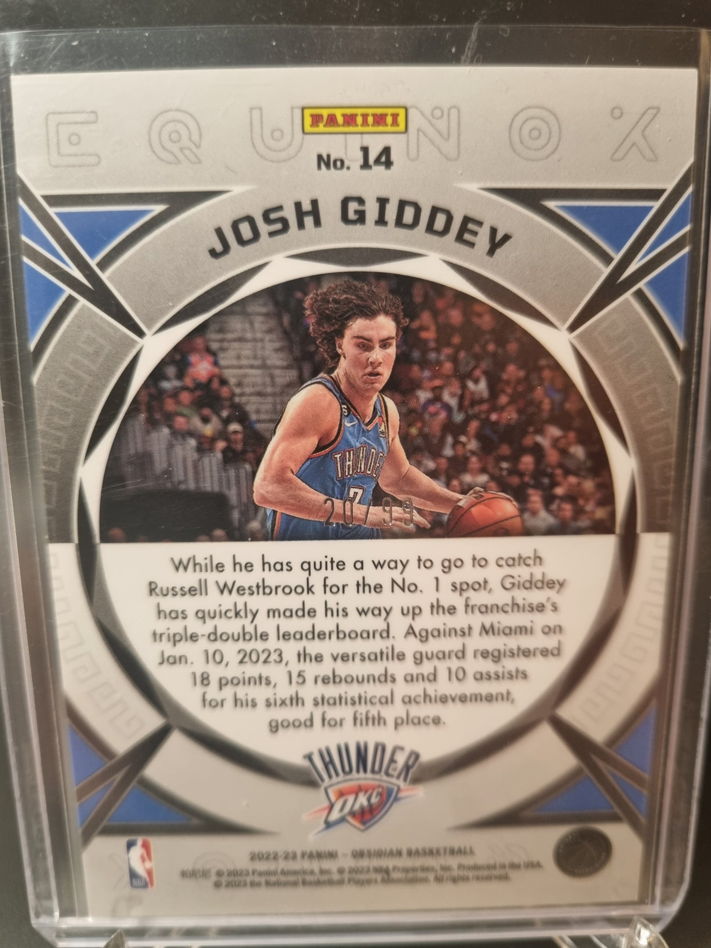 2022-23 Obsidian #14 Josh Giddey Equinox 20/99