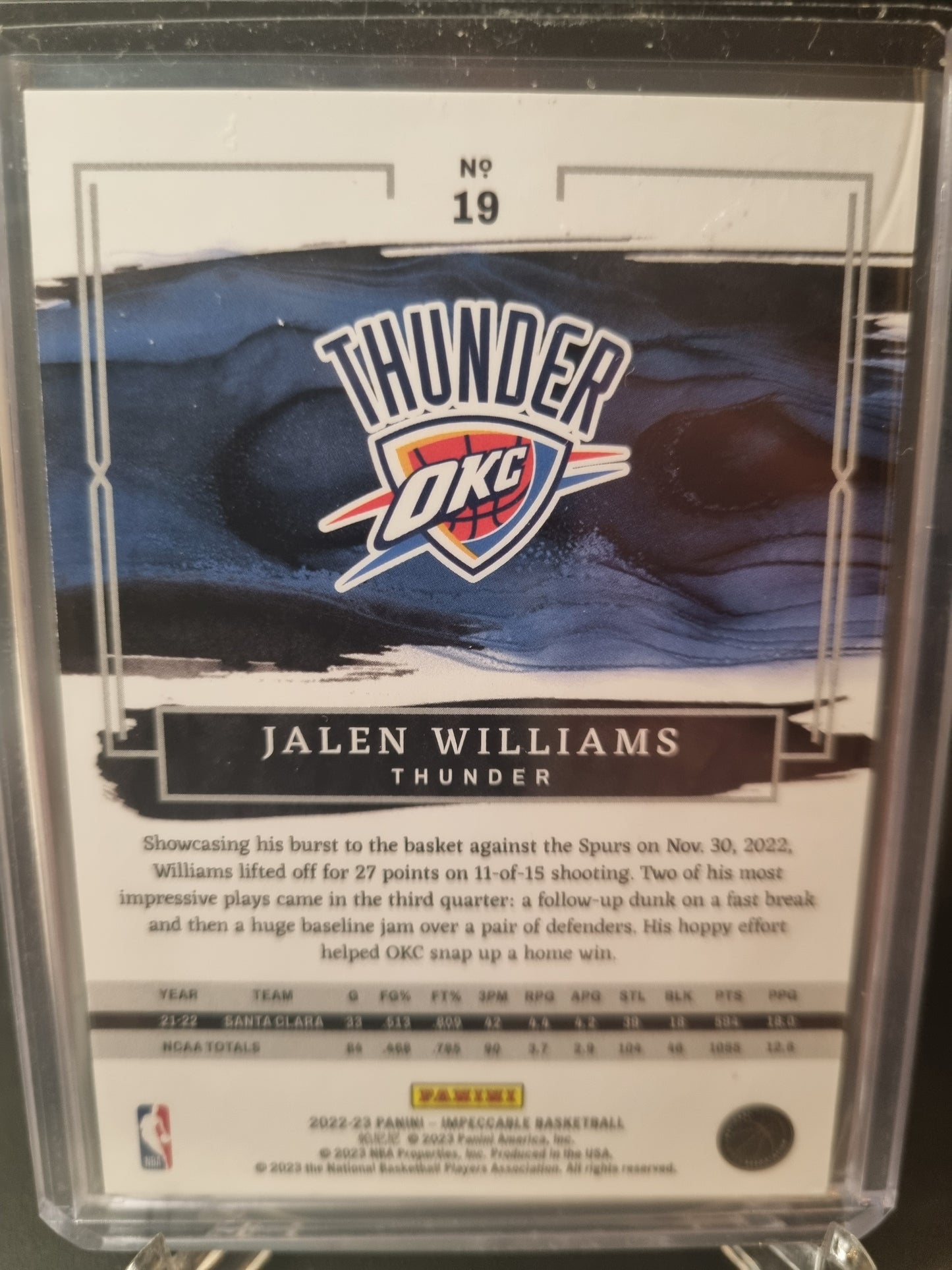 2022-23 Panini Impeccable #19 Jalen Williams Rookie Card