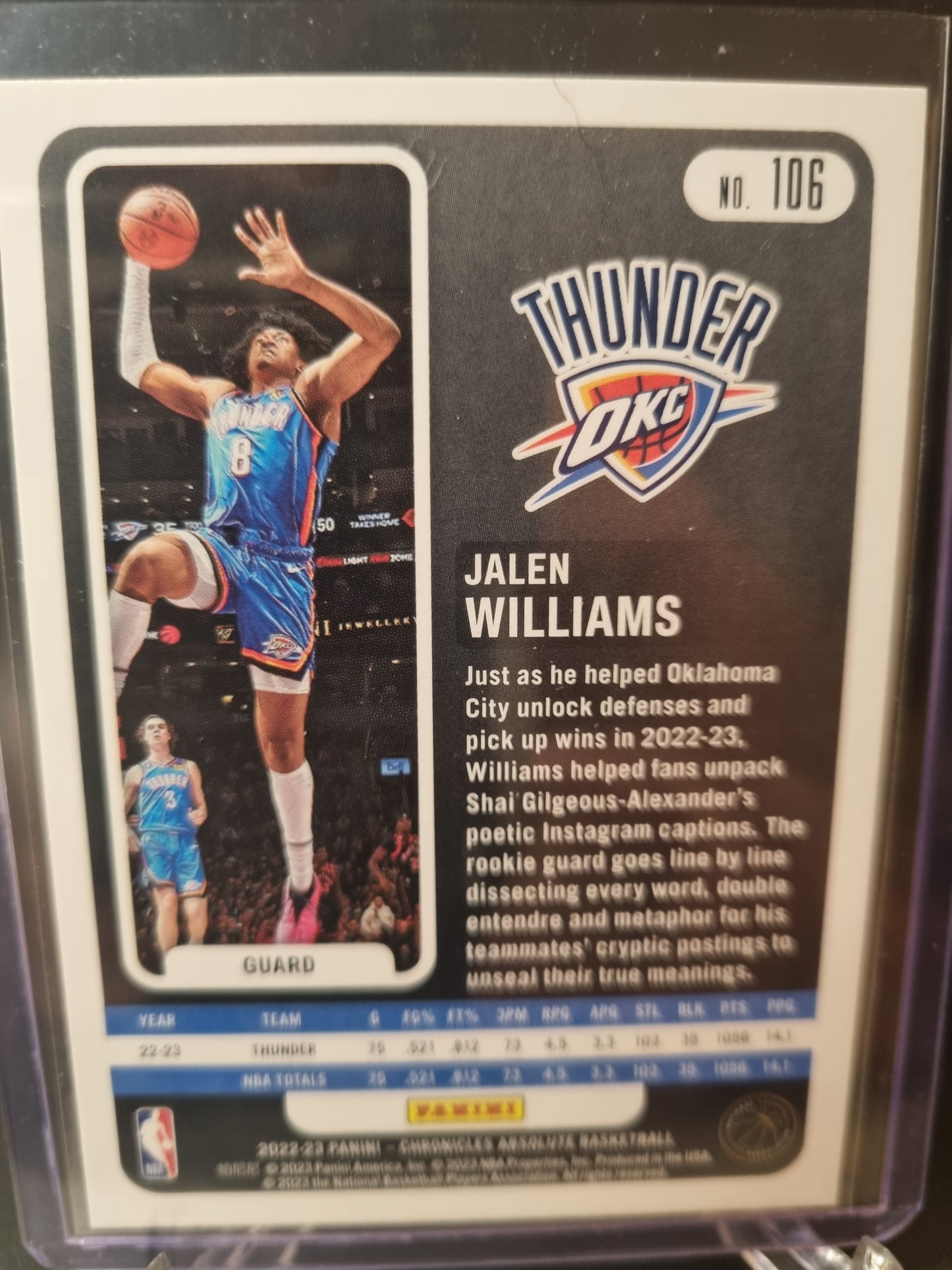 2022-23 Panini Chronicles Absolute #106 Jalen Williams Rookie Card