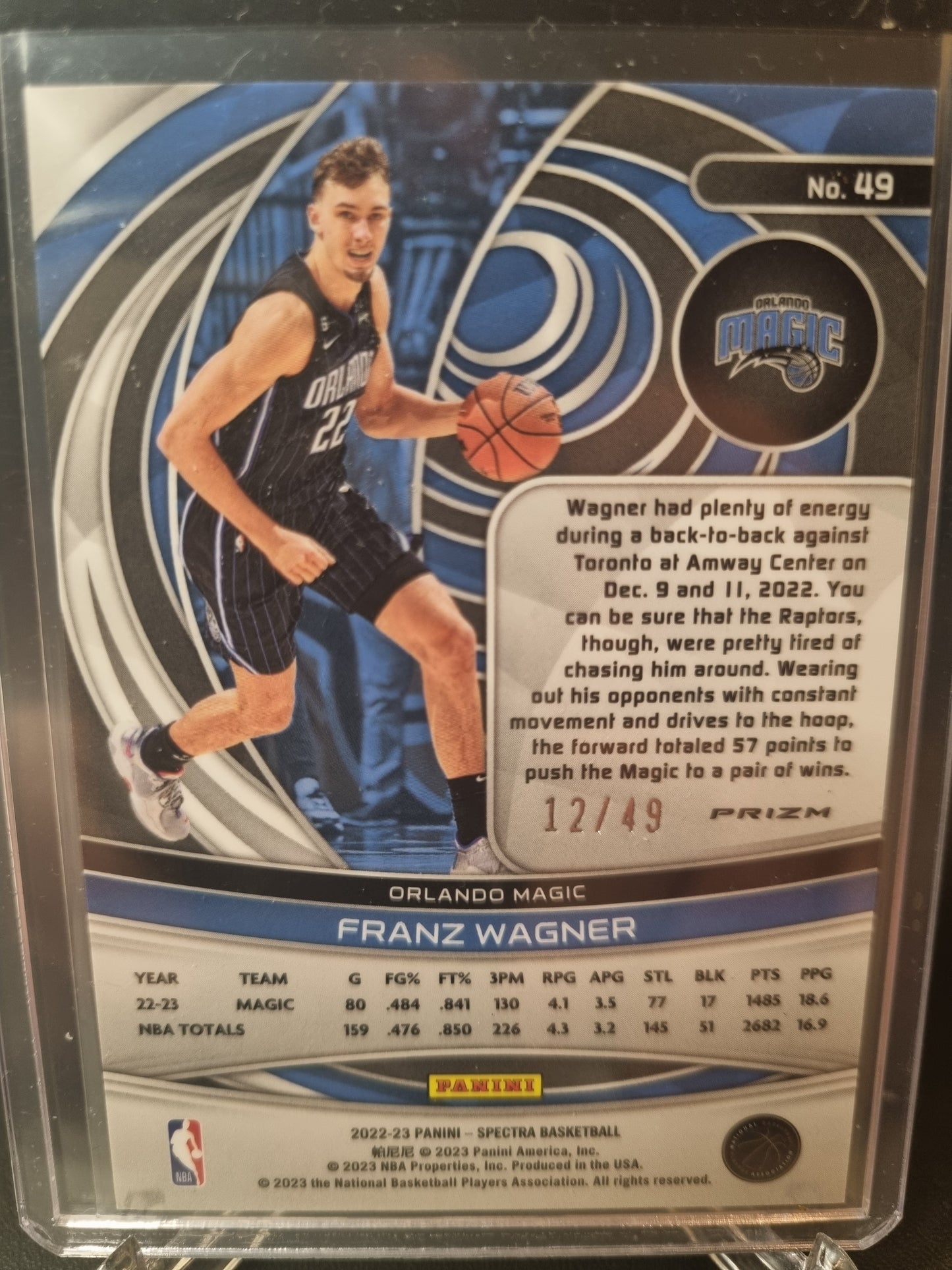 2022-23 Panini Spectra #49 Franz Wagner Astral Prizm 12/49