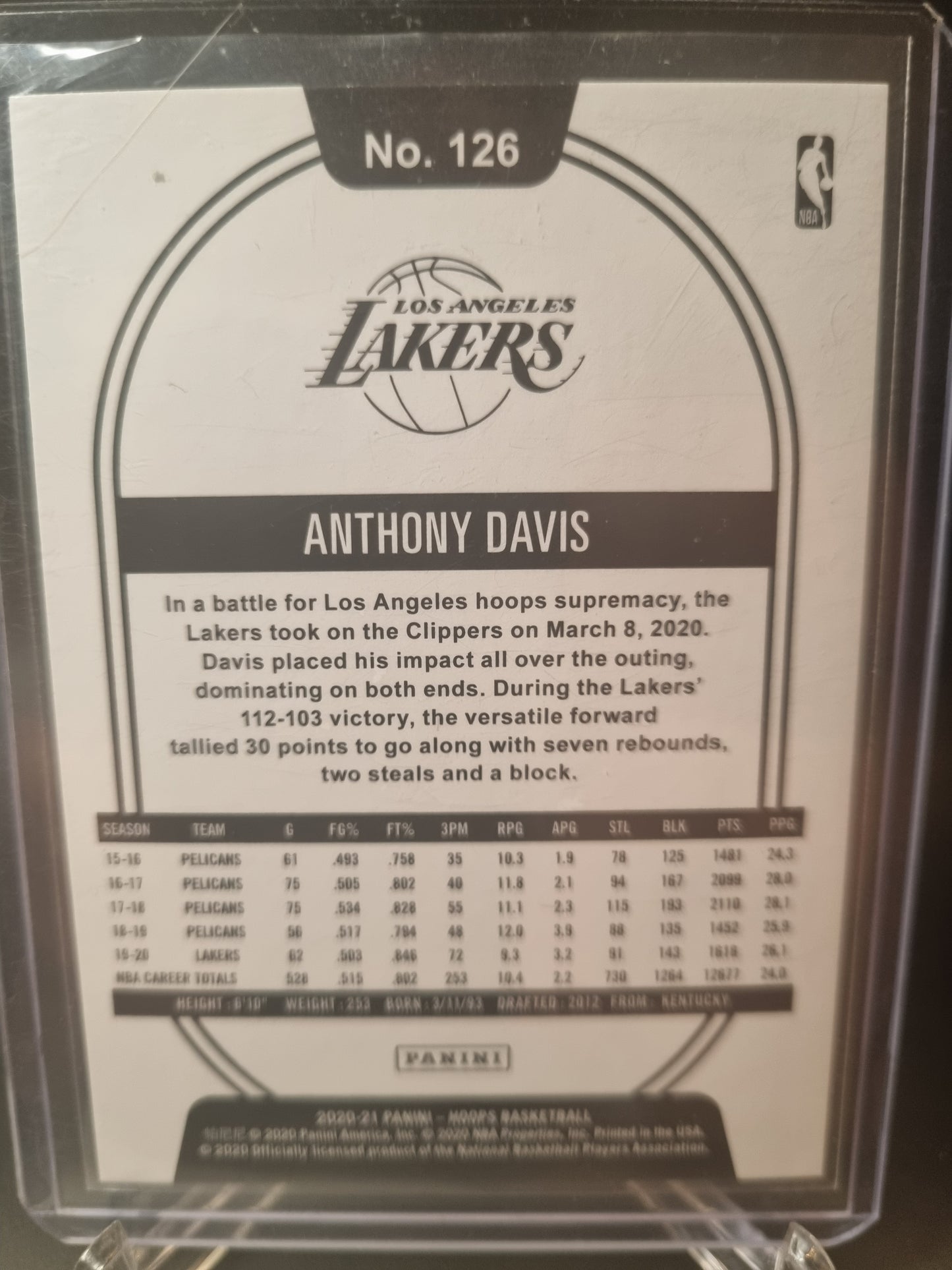 2020-21 Panini Hoops #126 Anthony Davis