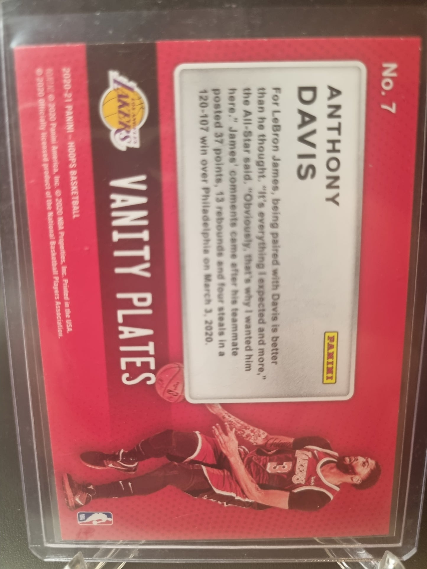 2020-21 Panini Hoops #7 Anthony Davis Vanity Plates