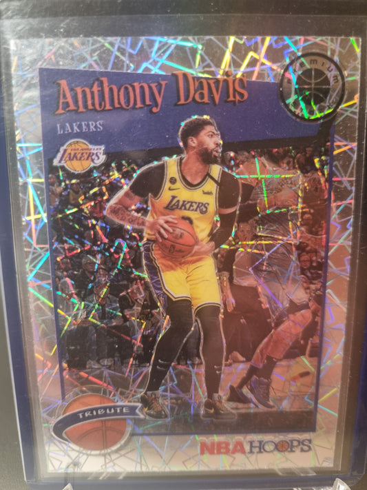 2019-20 Panini Hoops #294 Anthony Davis Premium Stock Tribute Laser Prizm