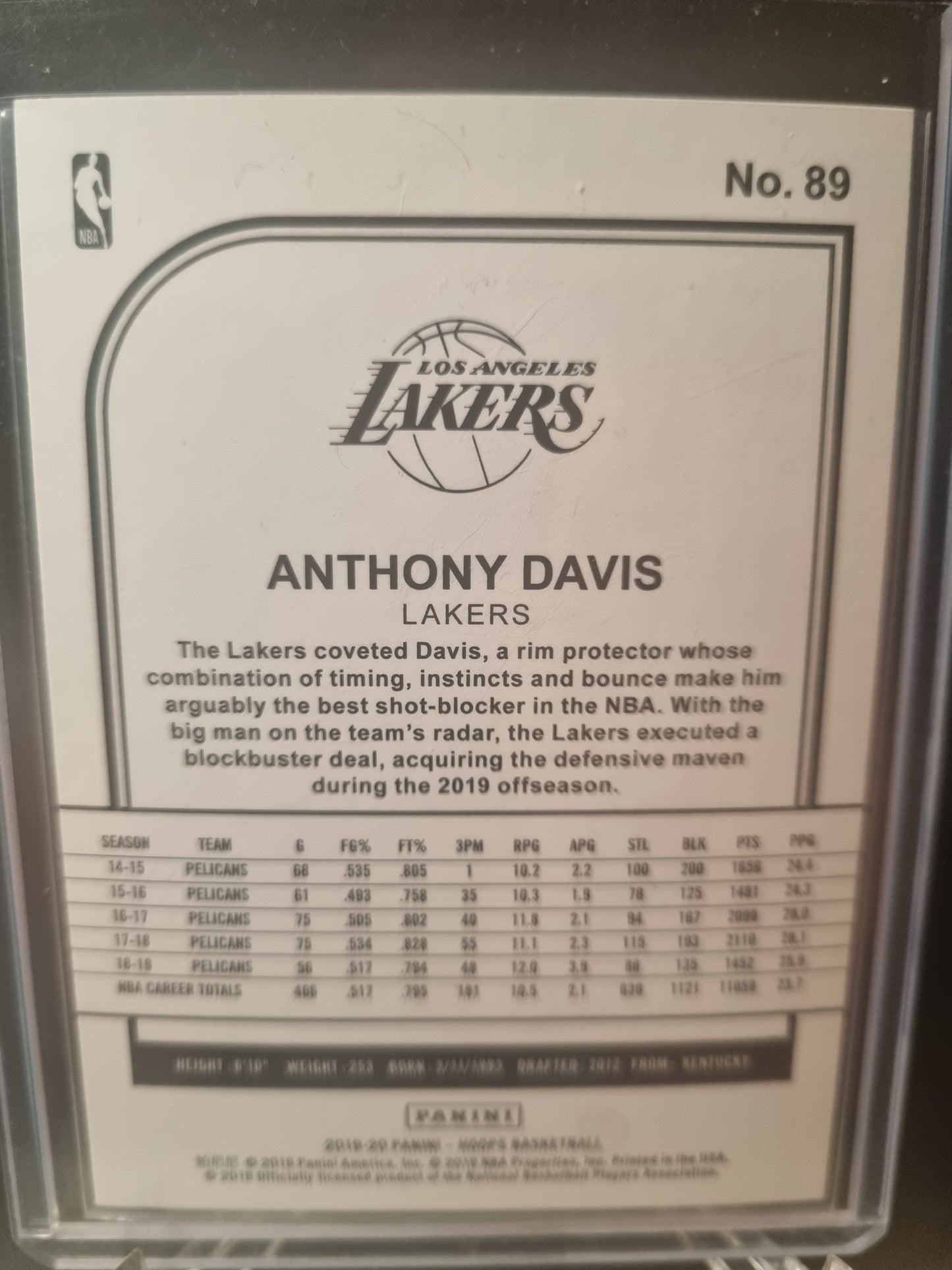 2019-20 Panini Hoops #89 Anthony Davis