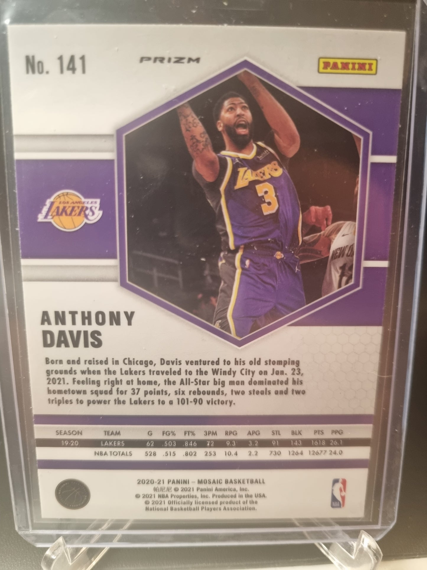 2020-21 Panini Mosaic #141 Anthony Davis Mosaic Pink Prizm