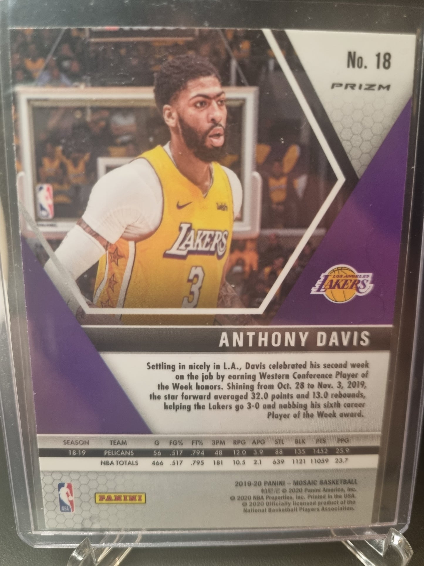 2019-20 Panini Mosaic #18 Anthony Davis Mosaic Prizm