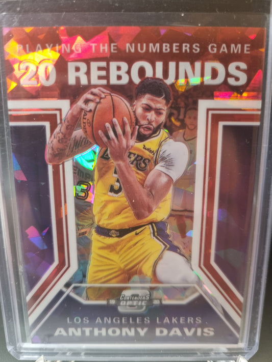 2019-20 Panini Contenders Optic #19 Anthony Davis Playing The Numbers Game 20 Rebounds Red cracked Ice Prizm