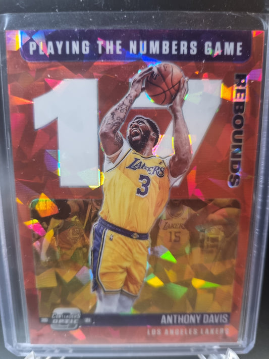 2020-21 Panini Contenders Optic #27 Anthony Davis playing The Numbers Game Red Cracked Ice Prizm