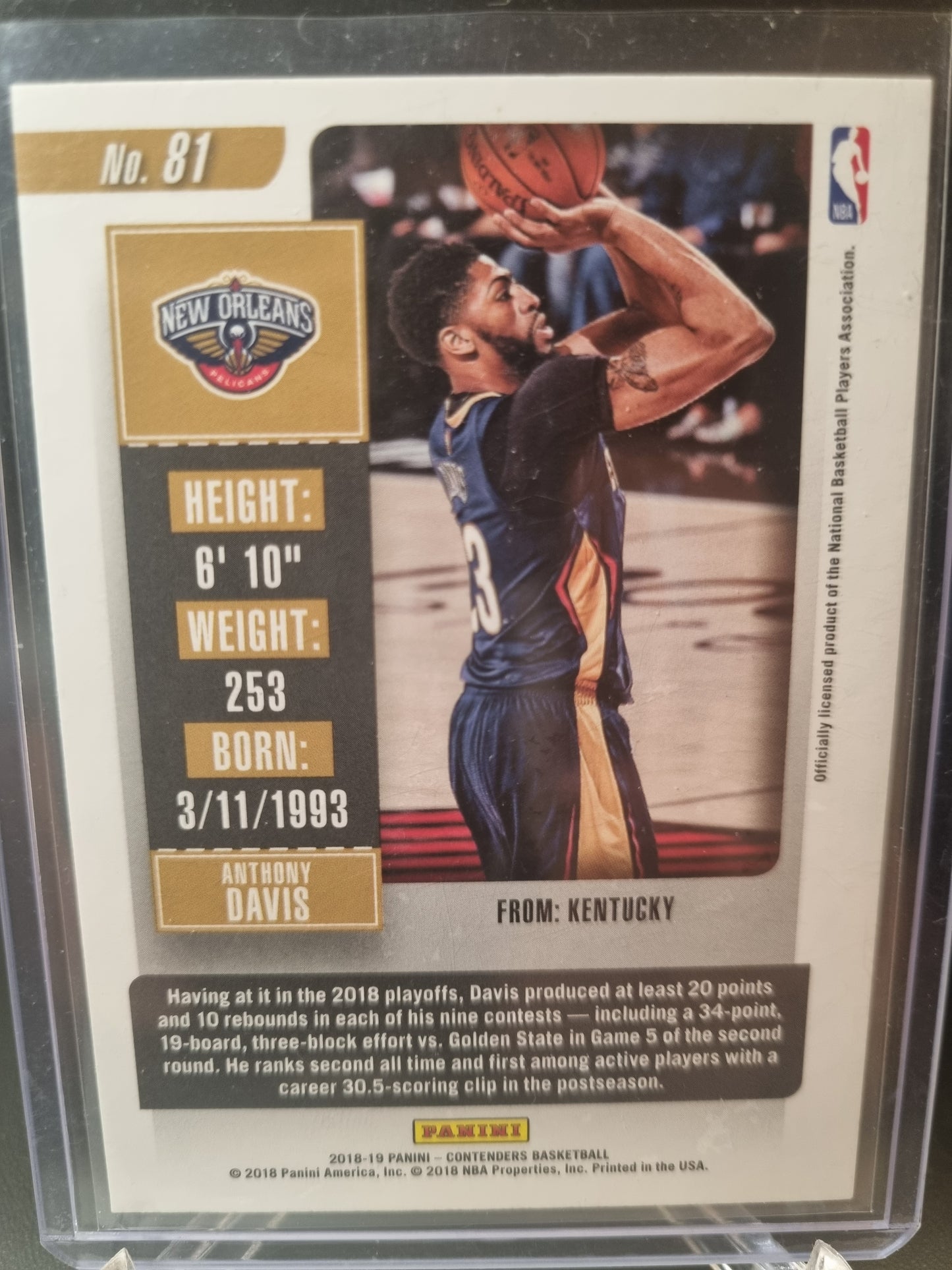 2018-19 Panini Contenders #181 Anthony Davis Season Ticket