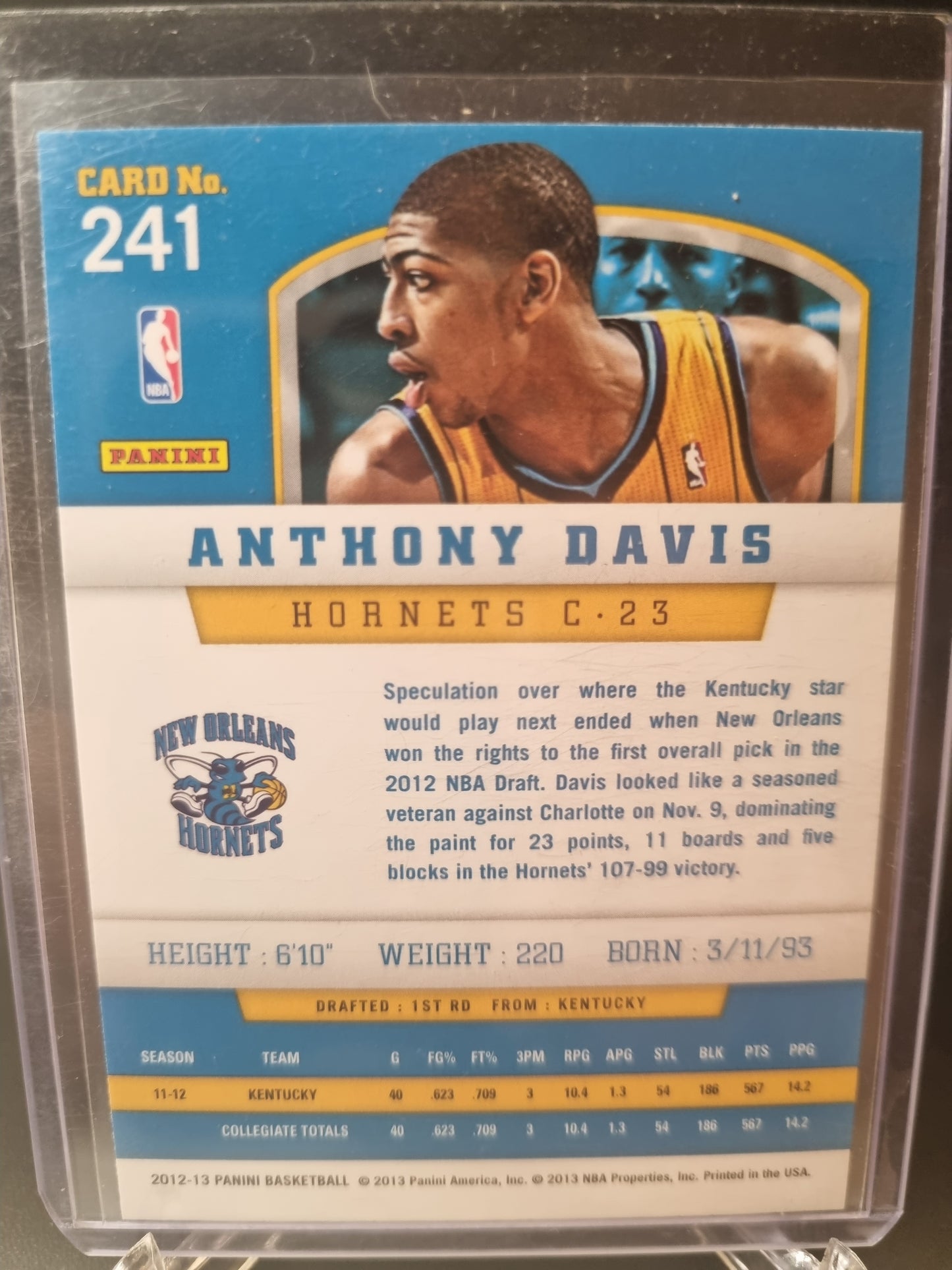 2012-13 Panini #241 Anthony Davis Rookie Card