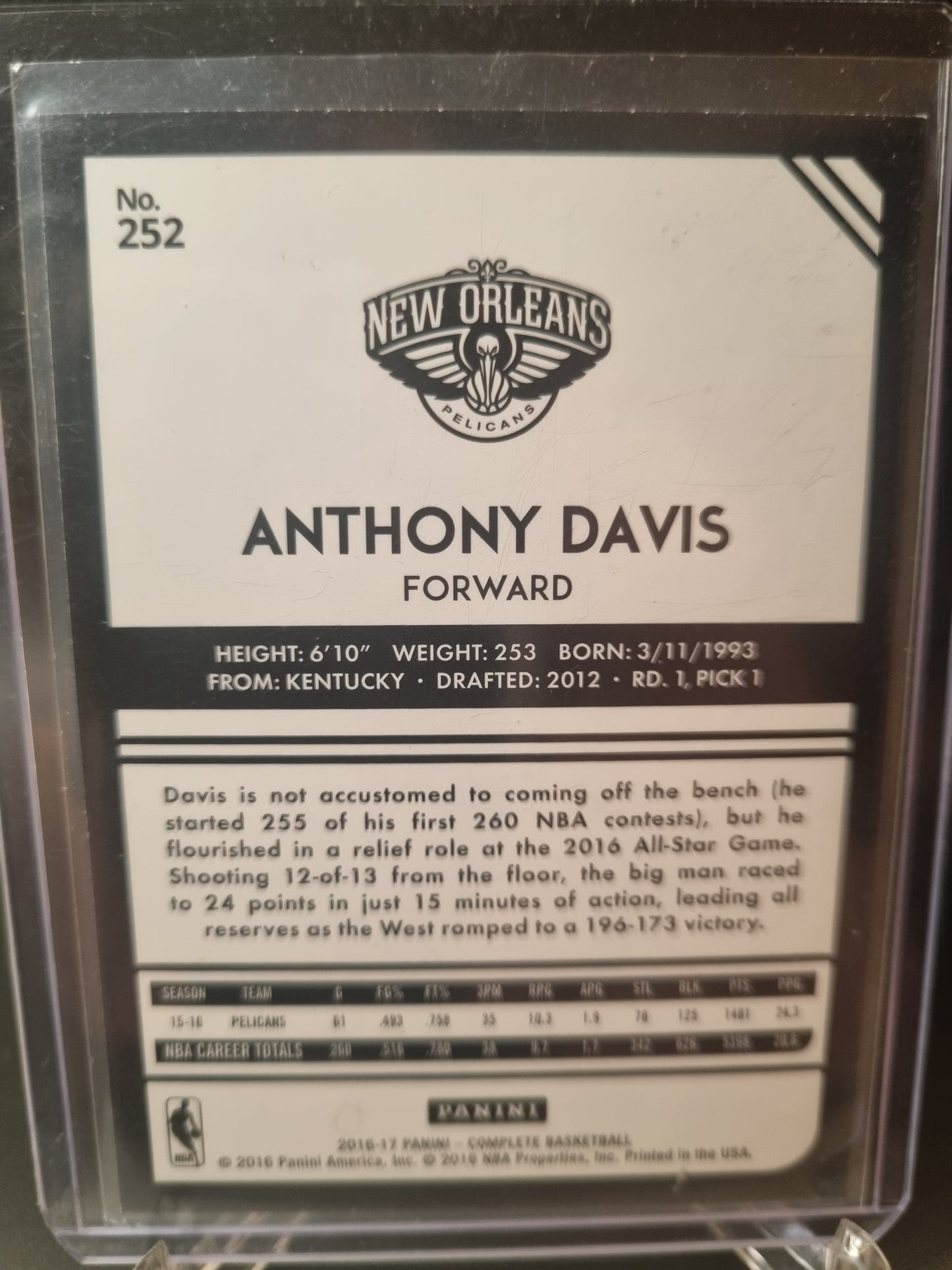 2016-17 Panini Complete #252 Anthony Davis White