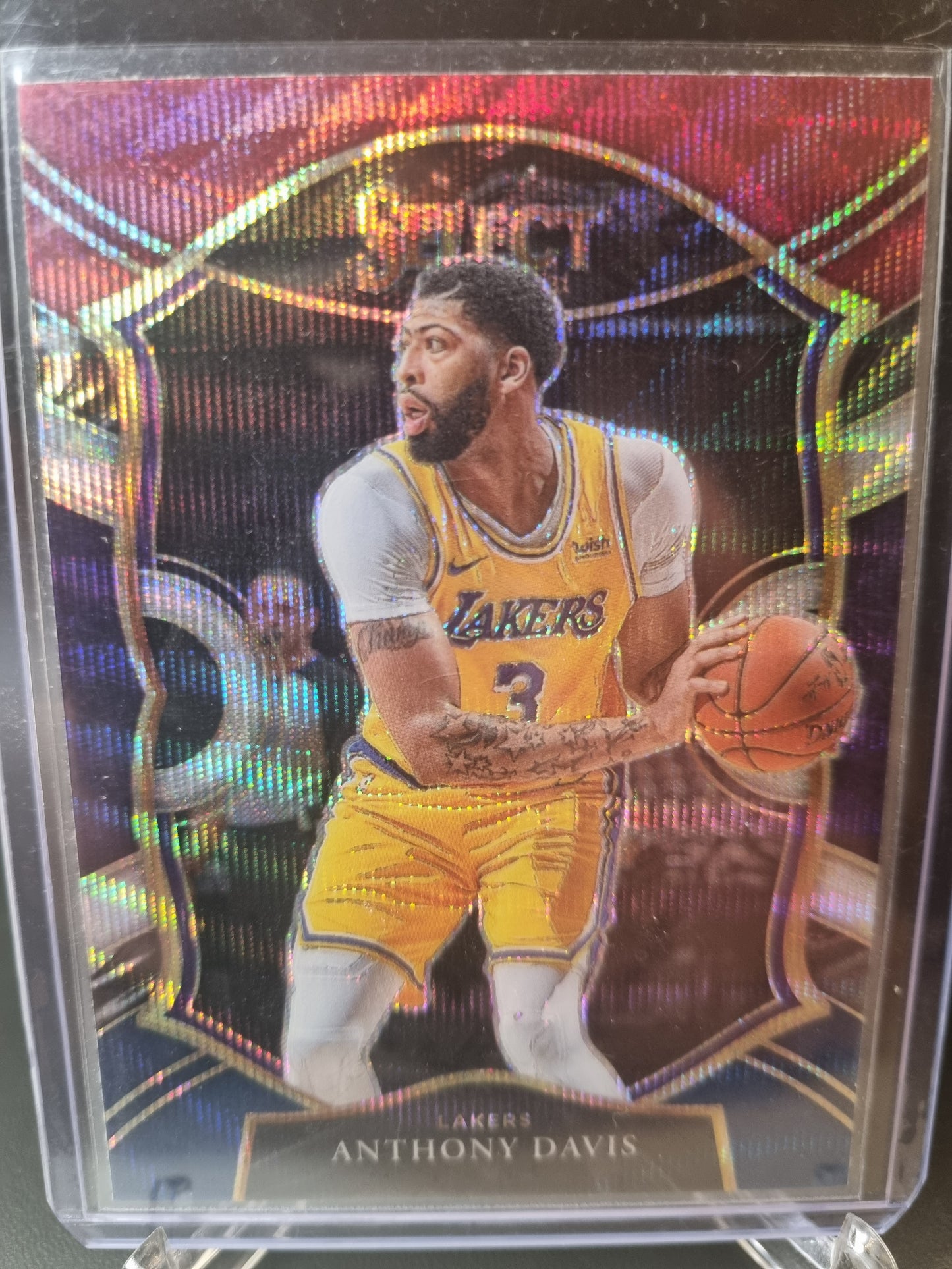 2020-21 Panini Select #45 Anthony Davis Concourse Red White Orange Shimmer Prizm