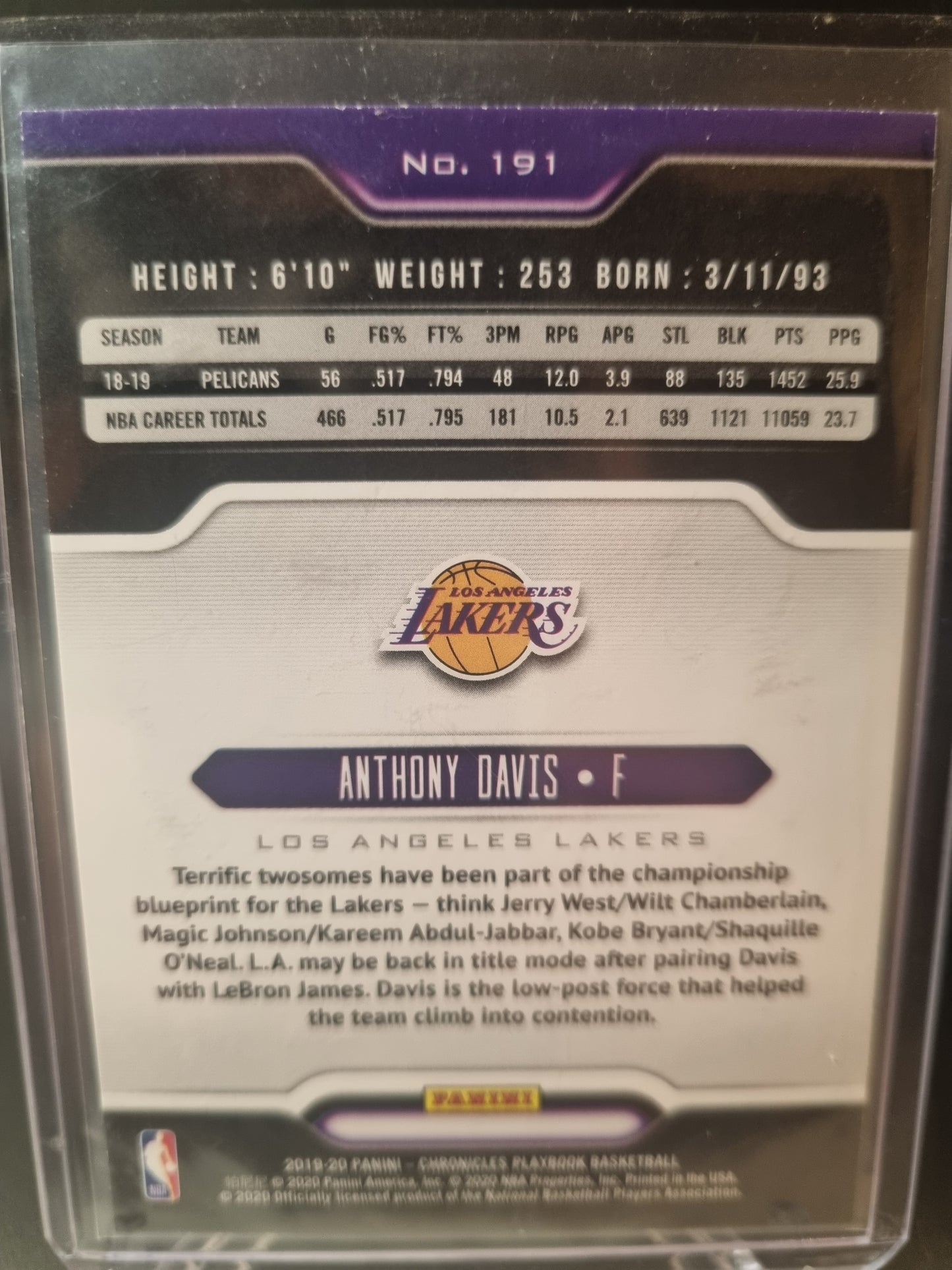 2019-20 Panini Chronicles #191 Anthony Davis Playbook