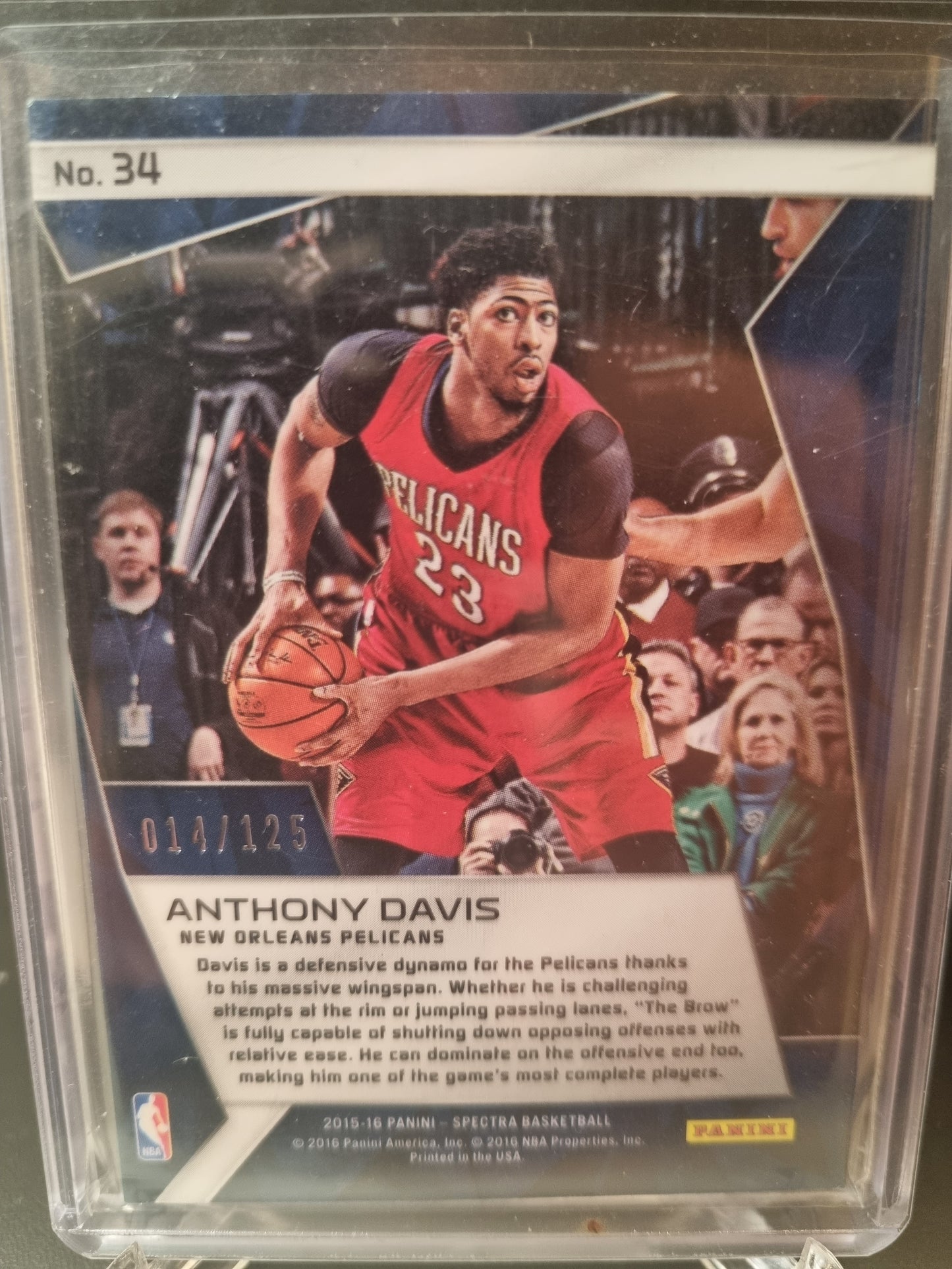 2015-16 Panini Spectra #34 Anthony Davis 014/125