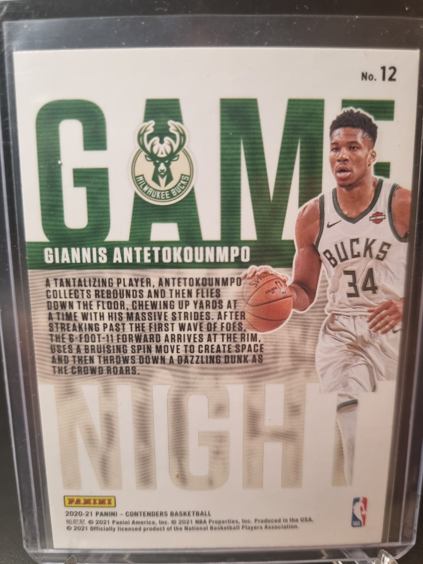 2020-21 Panini Contenders #12 Giannis Antetokounmpo Game Night Red