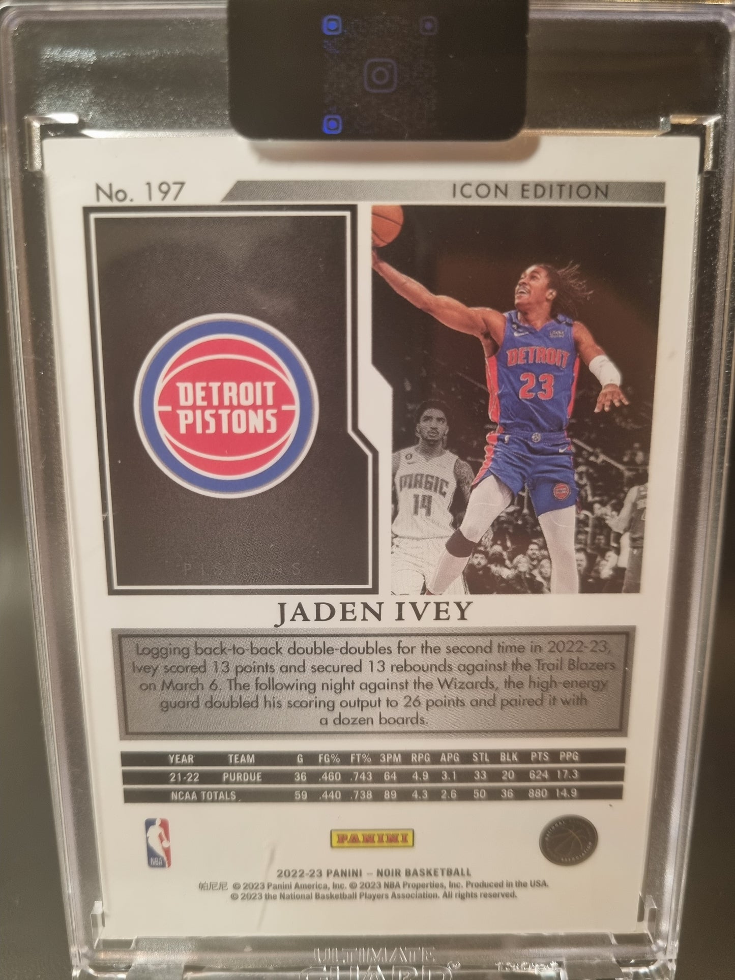 2022-23 Panini Noir #197 Jaden Ivey Rookie Card 82/99