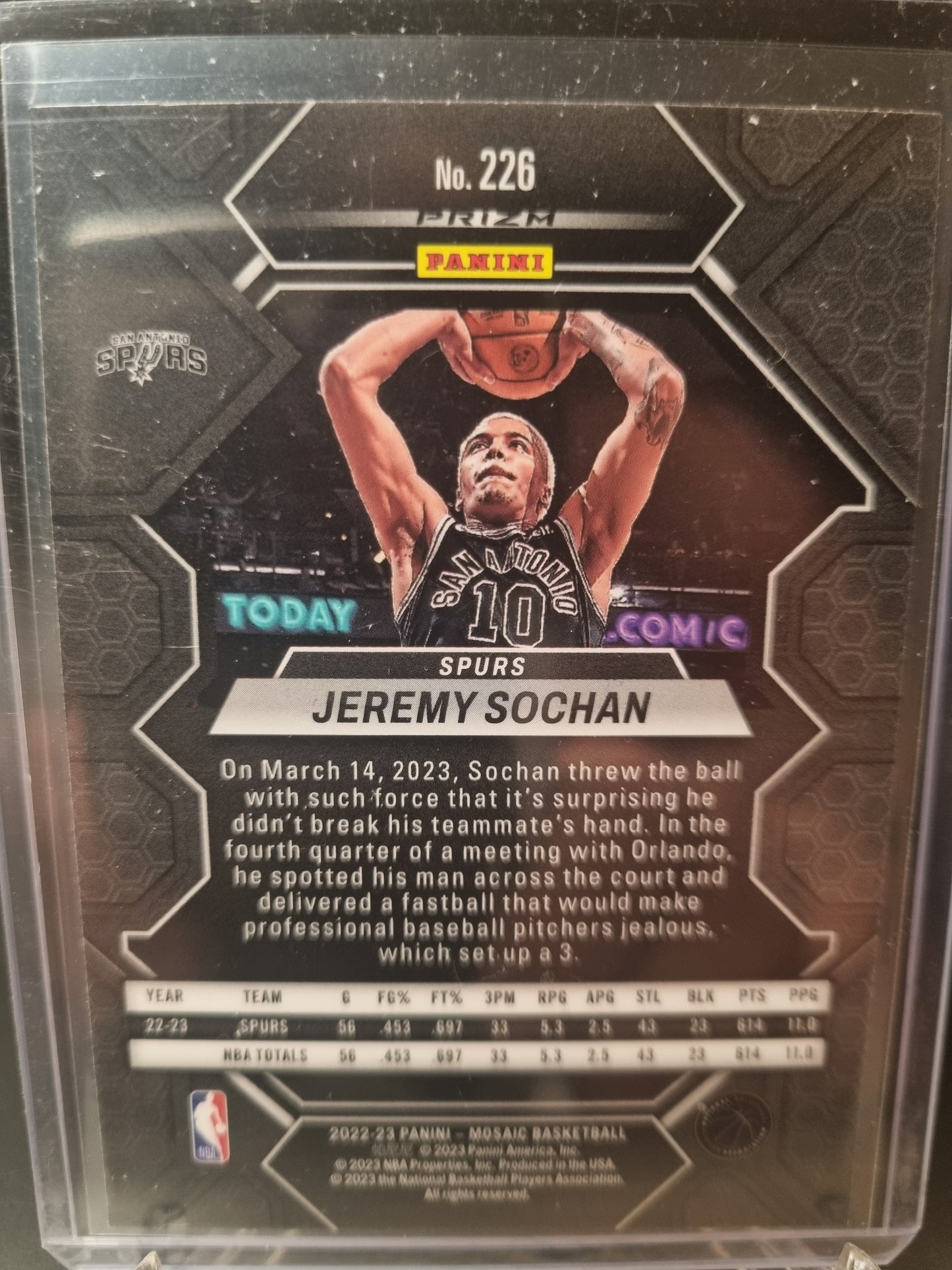 2022-23 Panini Mosaic #226 Jeremy Sochan Rookie Card Silver Prizm