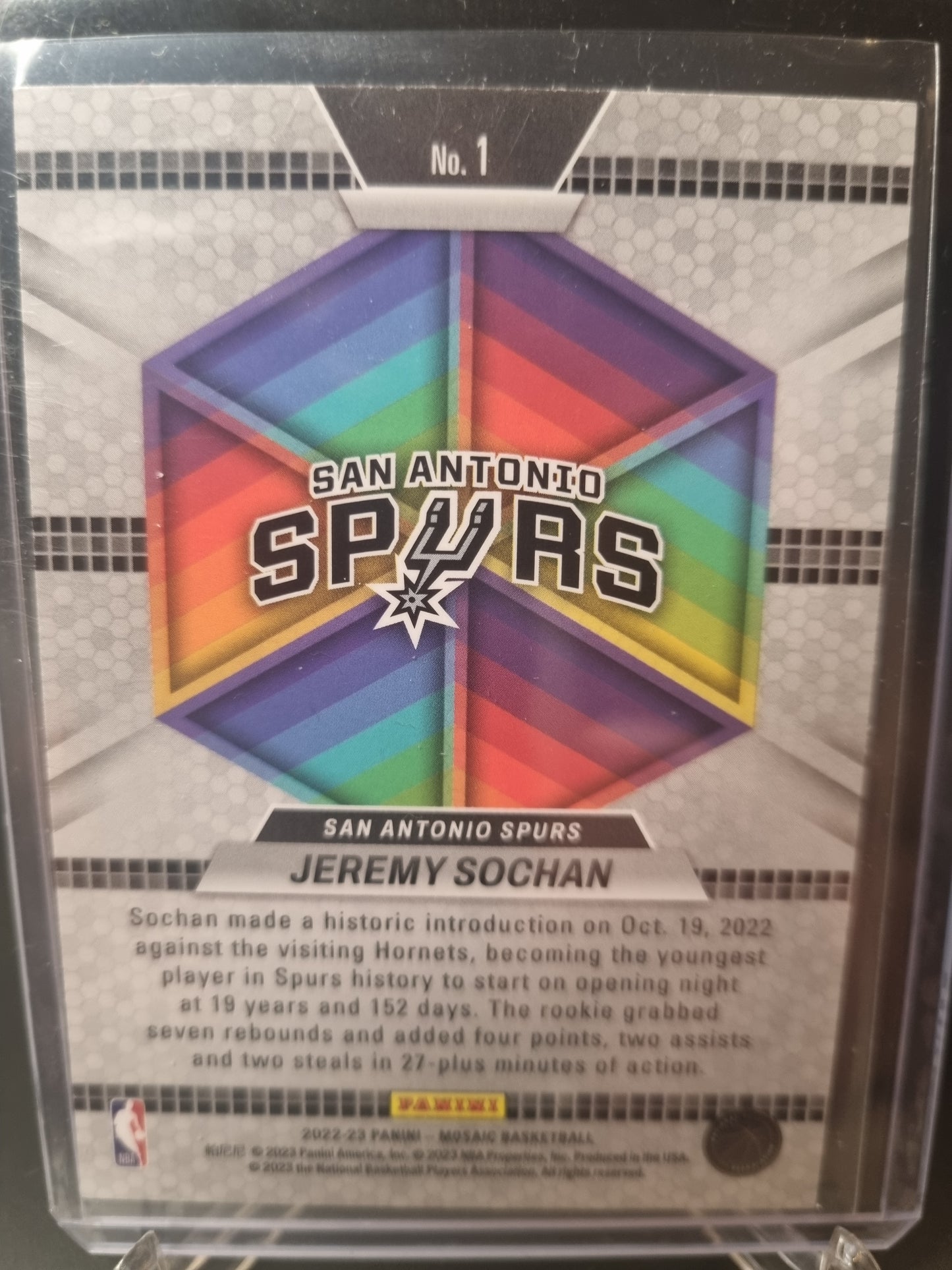 2022-23 Panini Mosaic #1 Jeremy Sochan Rookie Card Introductions