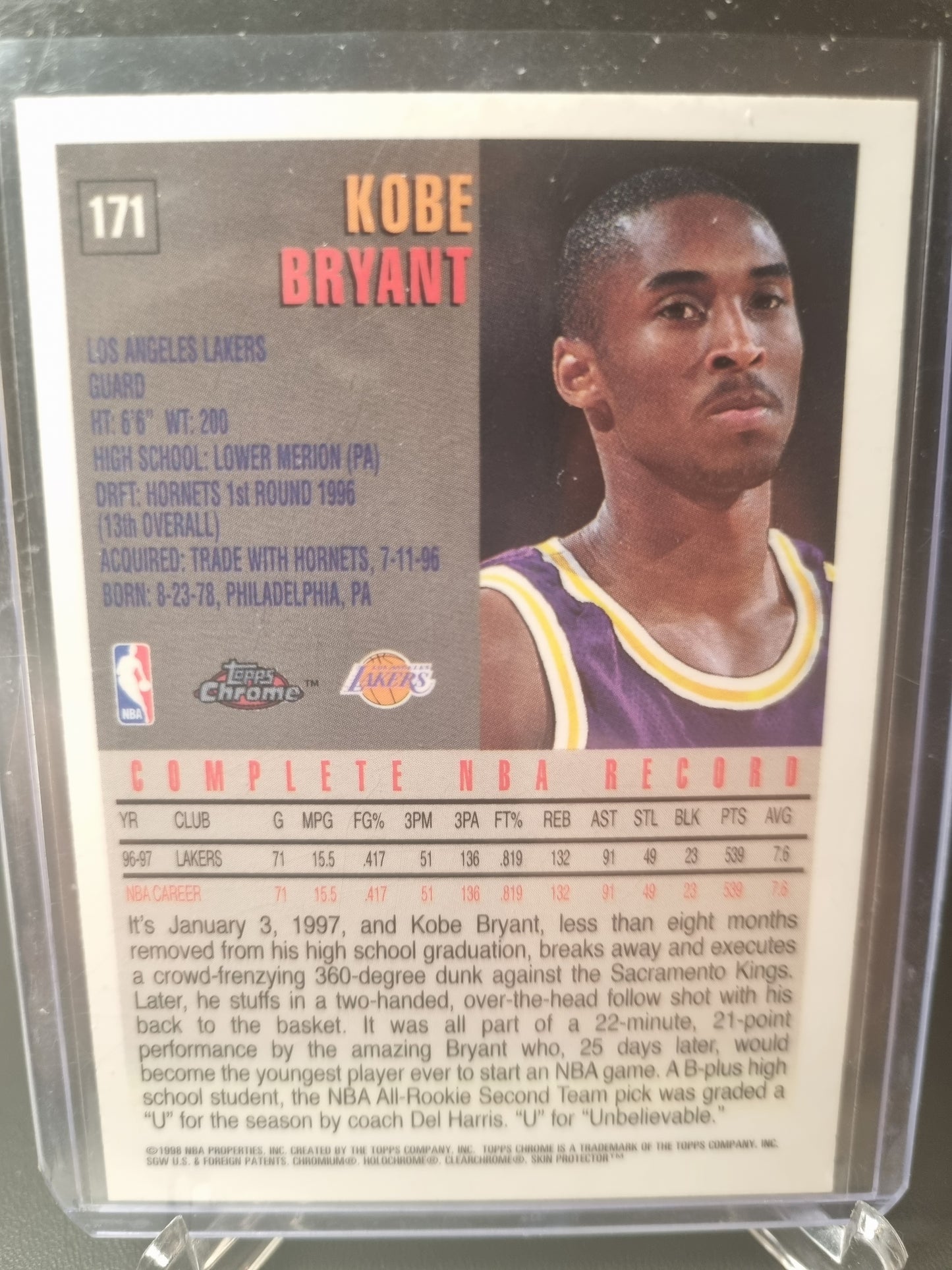 1997-98 Topps Chrome #171 Kobe Bryant