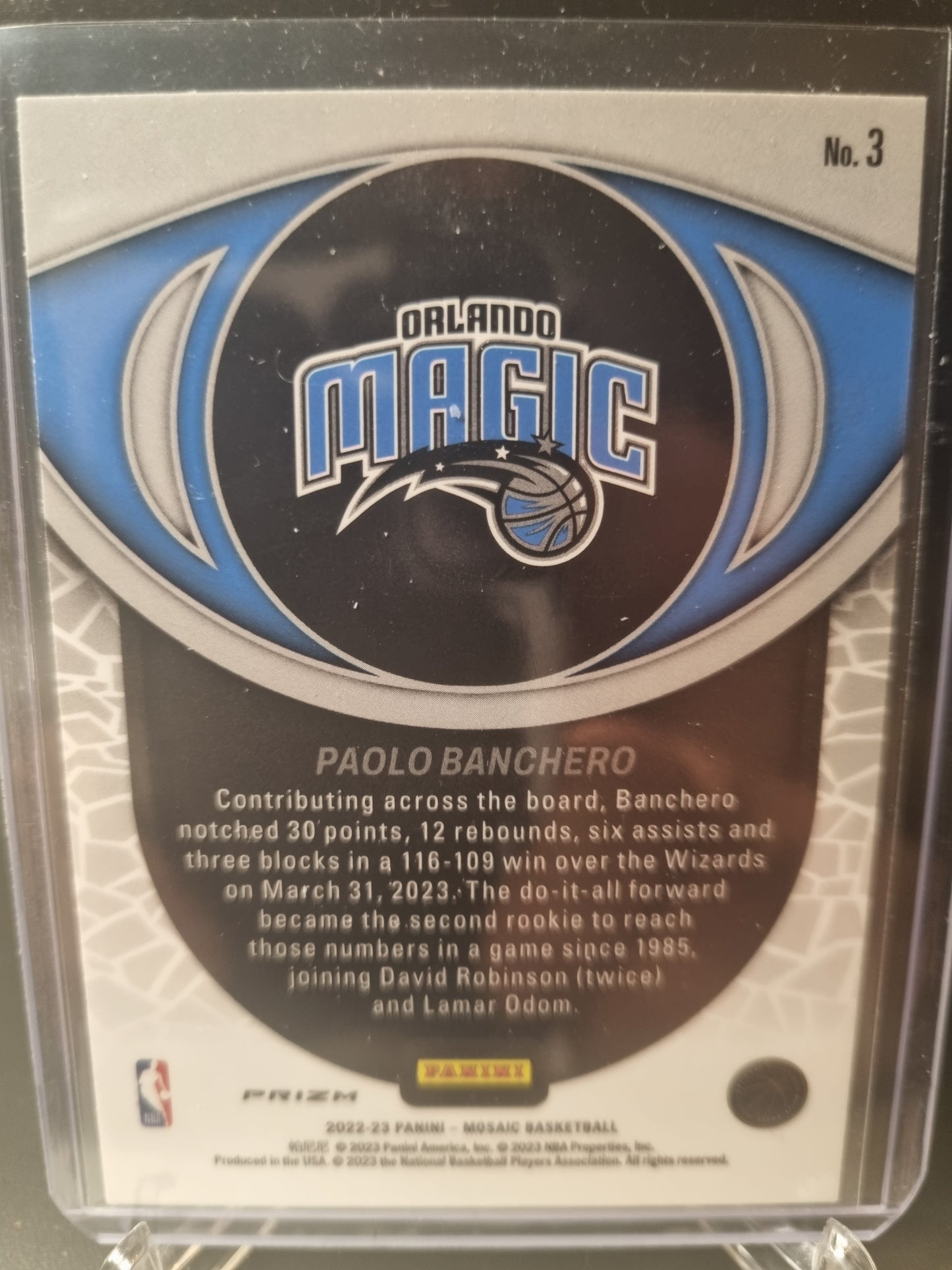 2022-23 Panini Mosaic #3 Paolo Banchero Rookie Card Overdrive Mosaic Prizm