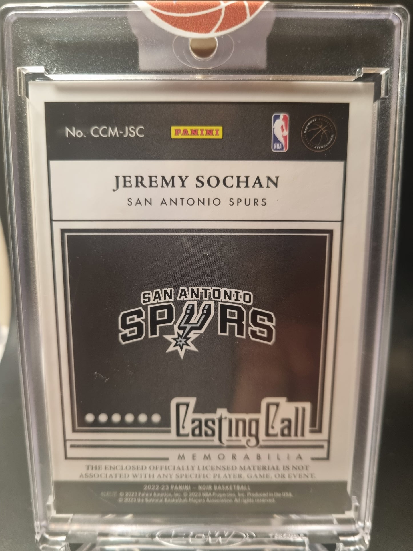 2022-23 Panini Noir #CCM-JSC Jeremy Sochan Rookie Card Casting Call Patch 19/49