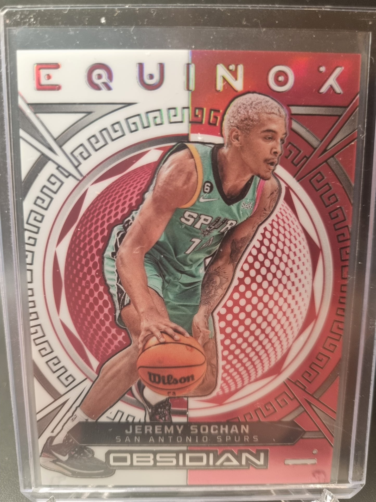 2022-23 Panini Obsidian #6 Jeremy Sochan Rookie Card Equinox White/Red