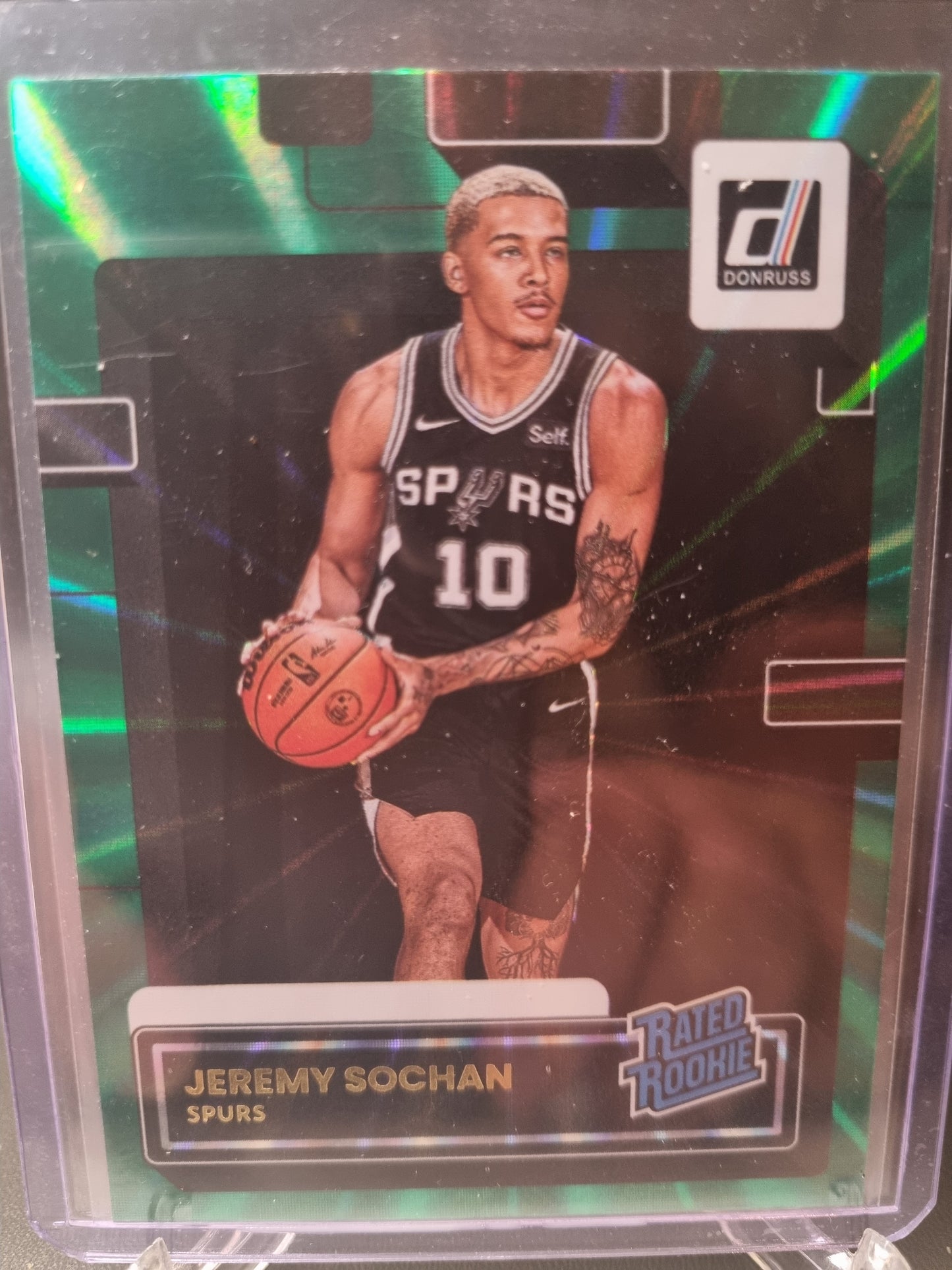 2022-23 Panini Donruss #209 Jeremy Sochan Rookie Card Green Laser