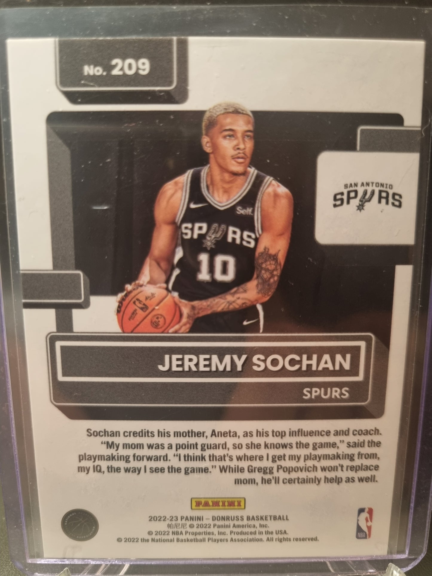 2022-23 Panini Donruss #209 Jeremy Sochan Rookie Card Green Laser