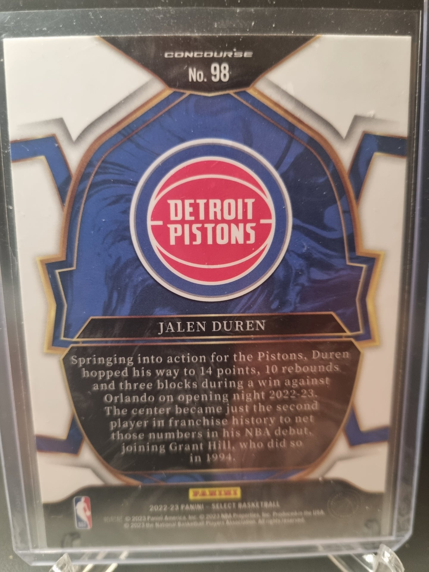 2022-23 Panini Select #98 Jalen Duren Rookie Card Concourse