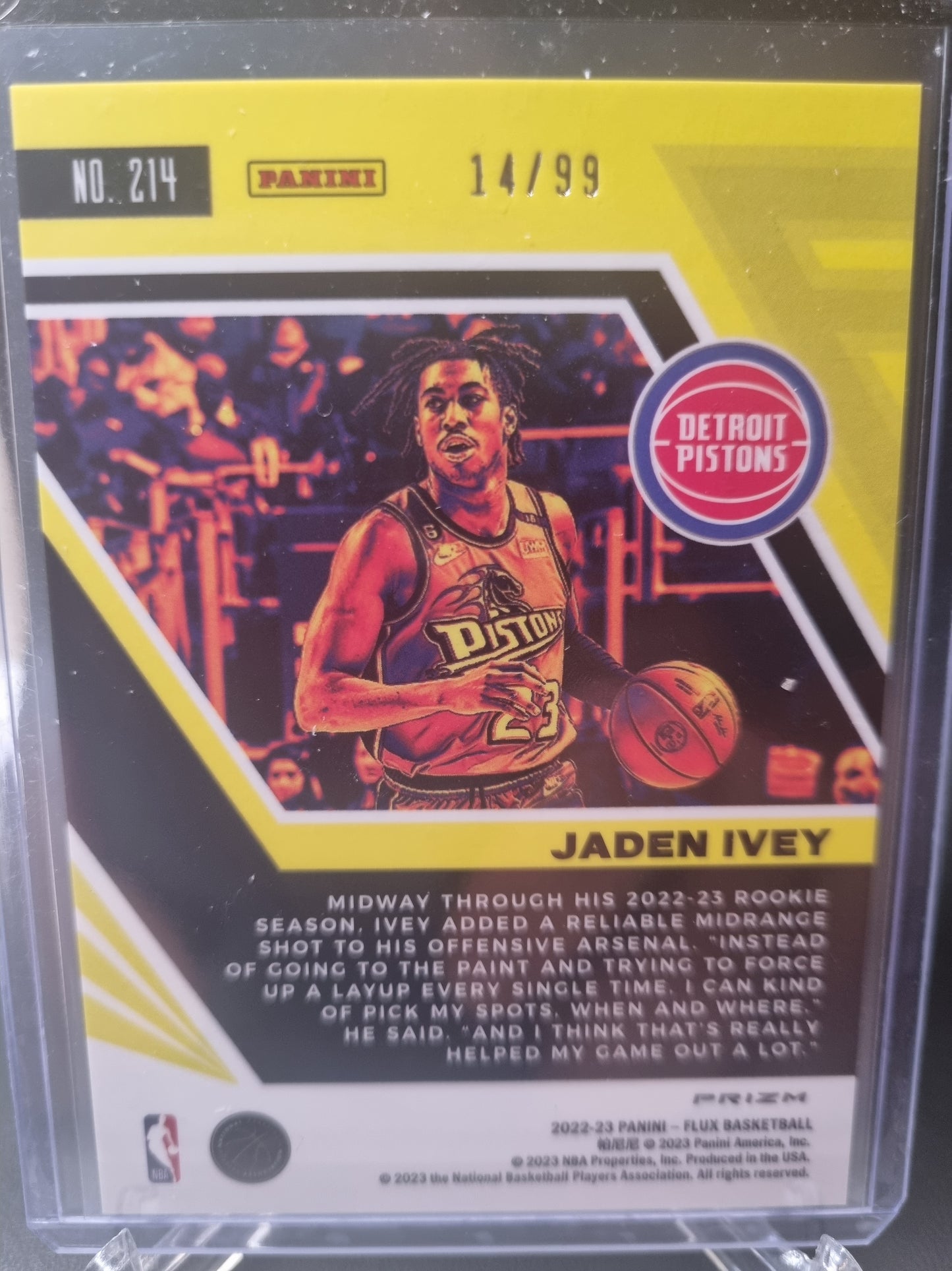 2022-23 Panini Flux #214 Jaden Ivey Rookie Card Prizm 14/99