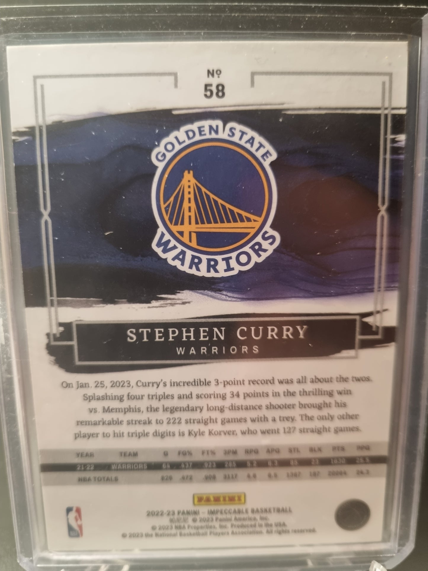 2022-23 Panini Impeccable #58 Stephen Curry