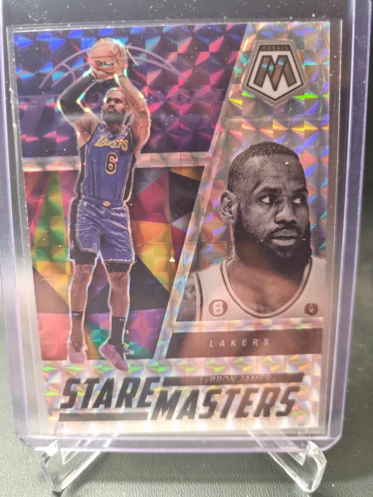 2022-23 Panini Mosaic #7 Lebron James Stare Masters Mosaic Prizm