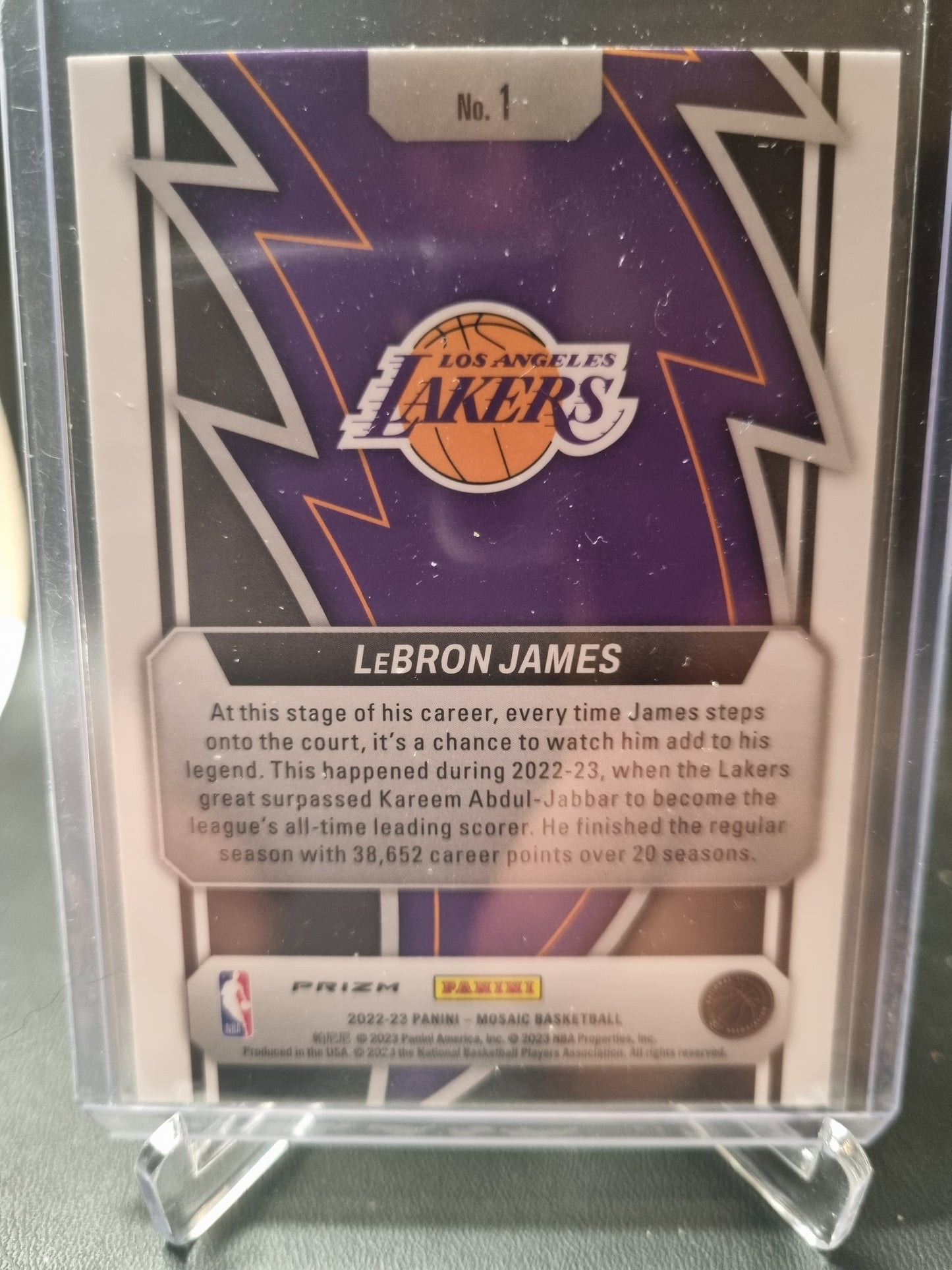 2022-23 Panini Mosaic #1 Lebron James Thunder Road Mosaic Green Prizm