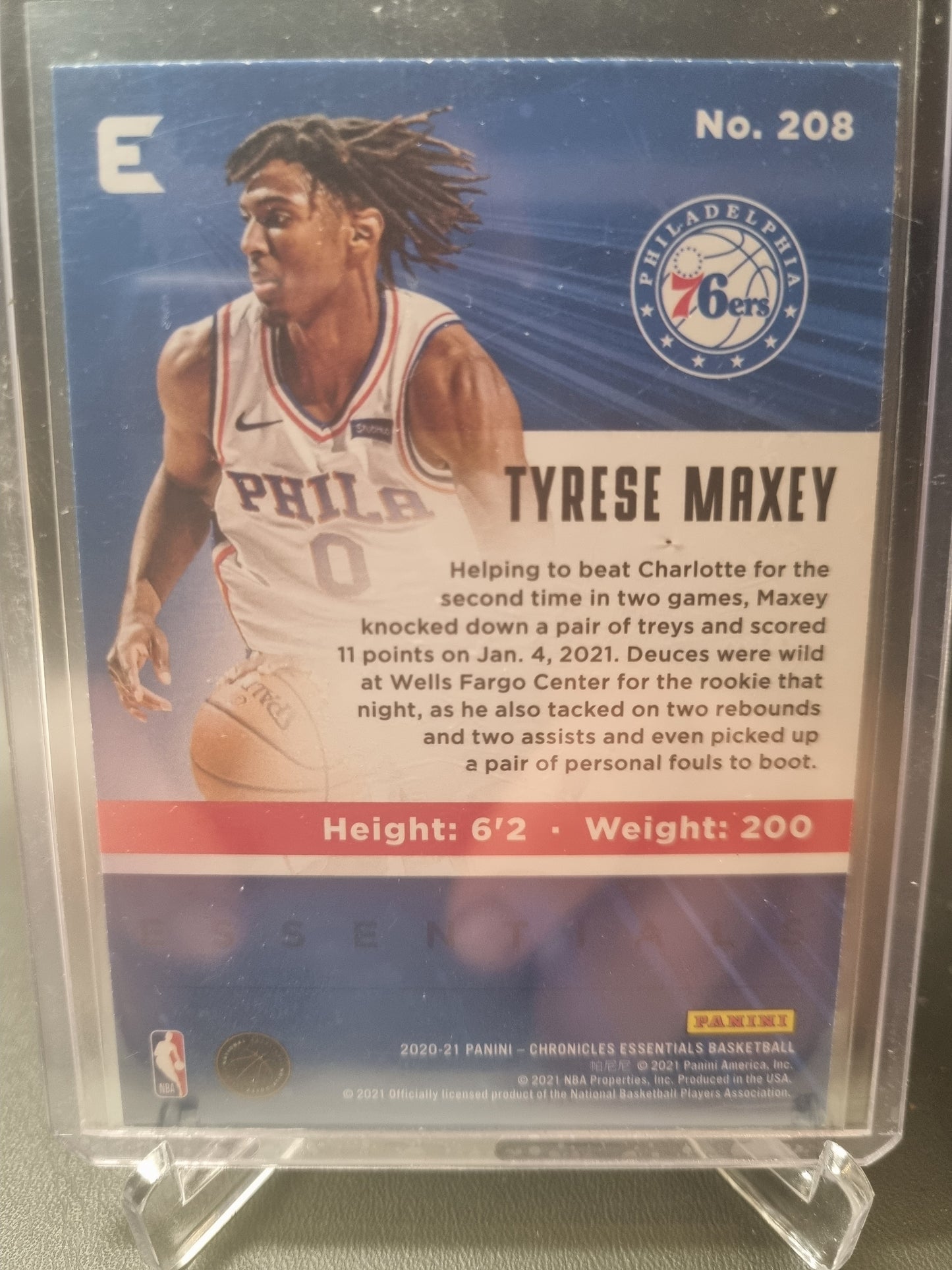 2020-21 Panini Chronicles #208 Tyrese Maxey Rookie Card