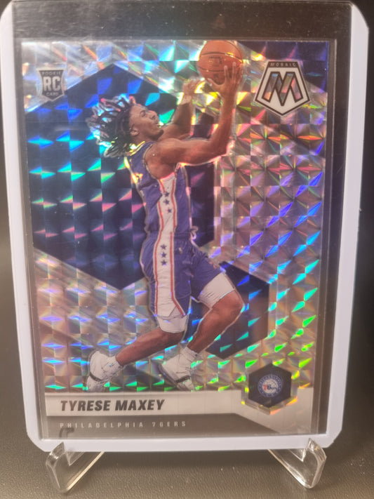 2020-21 Panini Mosaic #203 Tyrese Maxey Rookie Card Mosaic Prizm