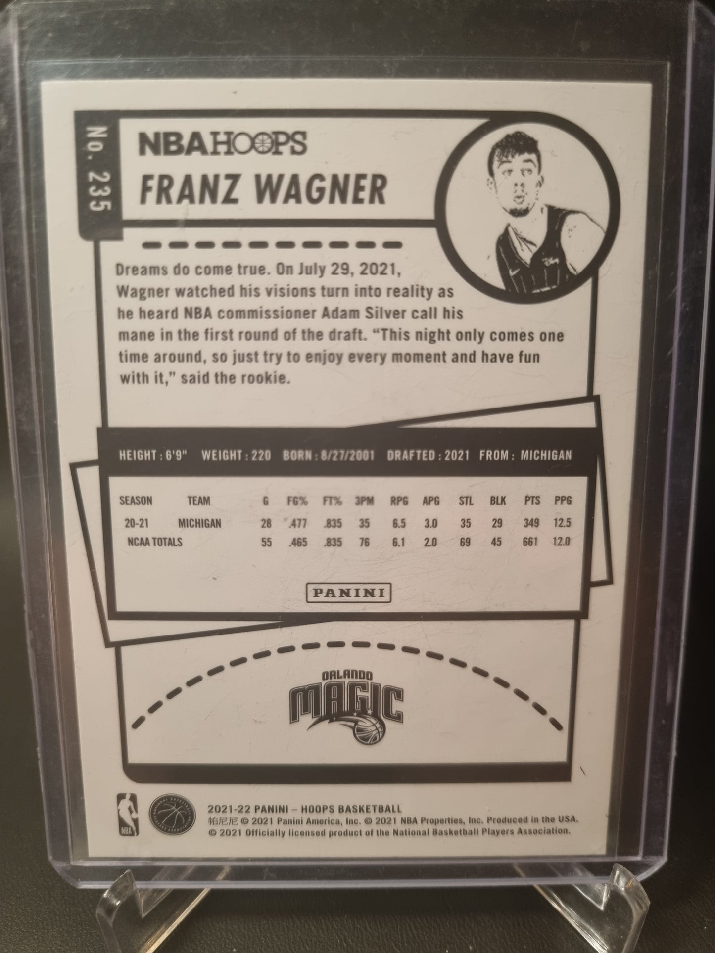 2021-22 Panini Hoops #235 Franz Wagner Rookie Card Teal Explosion