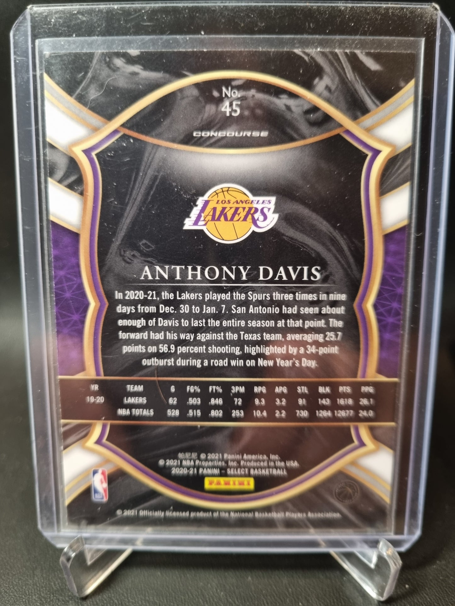 2020-21 Panini Select #45 Anthony Davis Concourse