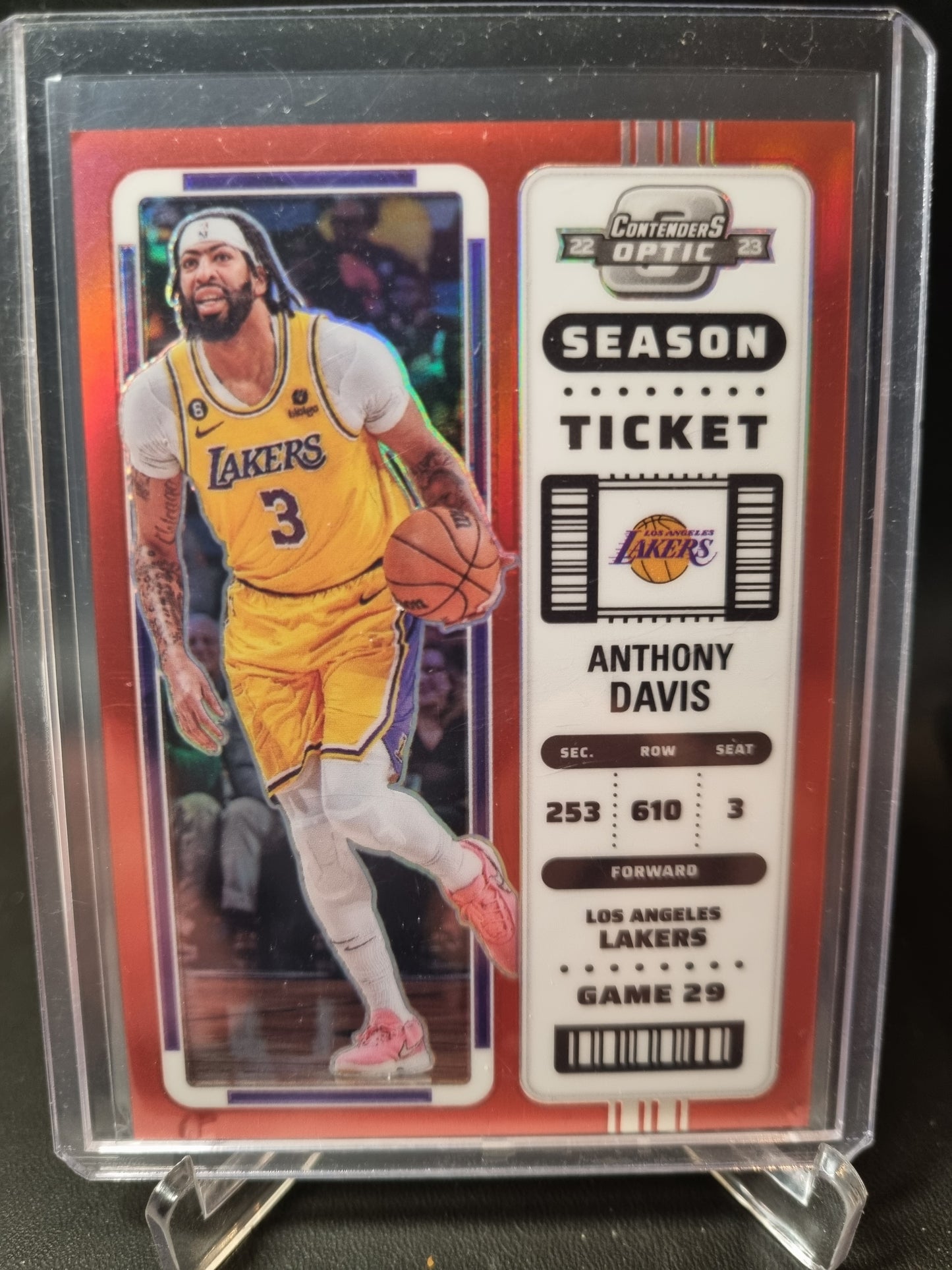 2022-23 Panini Contenders Optic #95 Anthony Davis Season Ticket Red Prizm